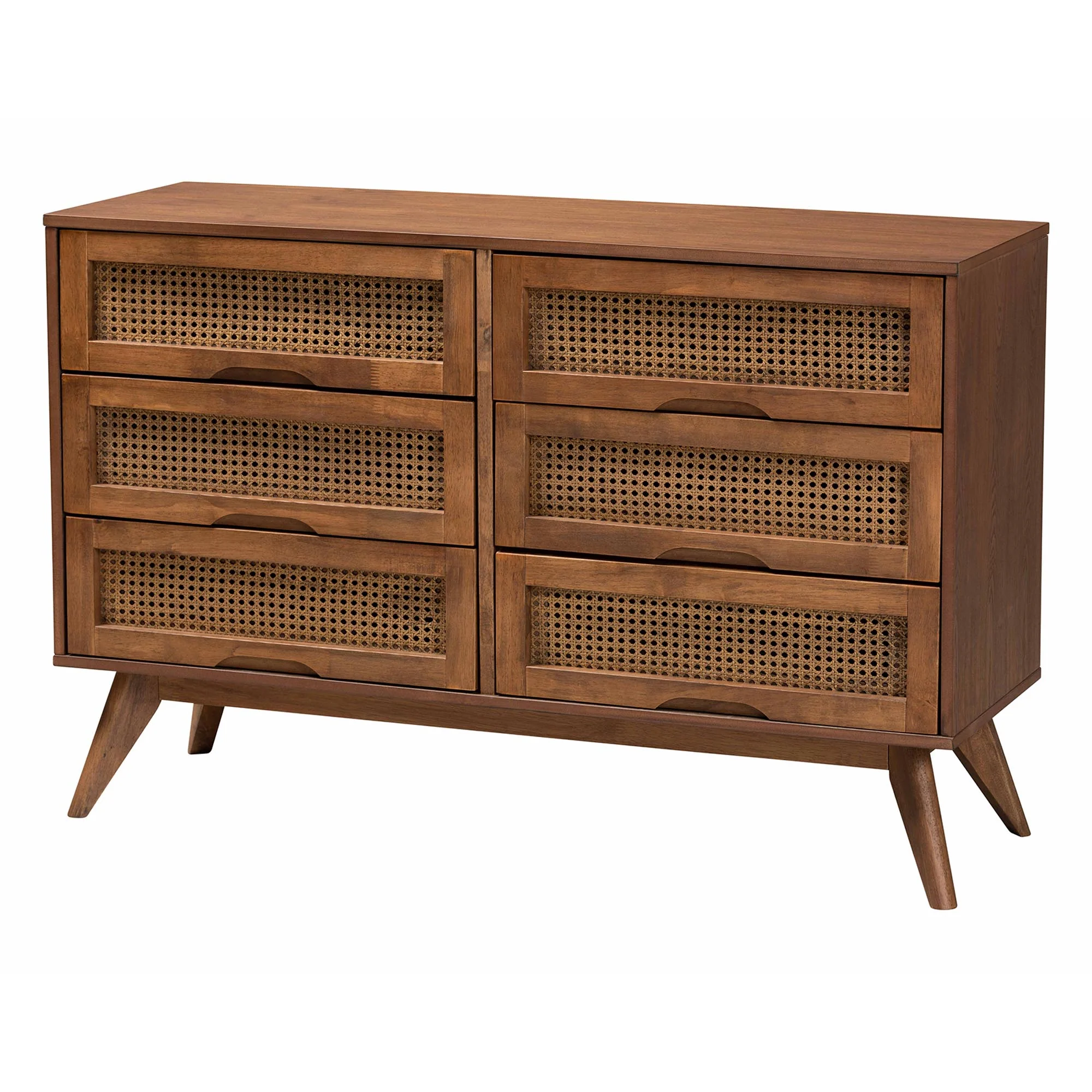 Baxton Studio Demeter Mid-Century Modern Walnut Brown Finished Wood Full Size 4-Piece Bedroom Set - Image 6