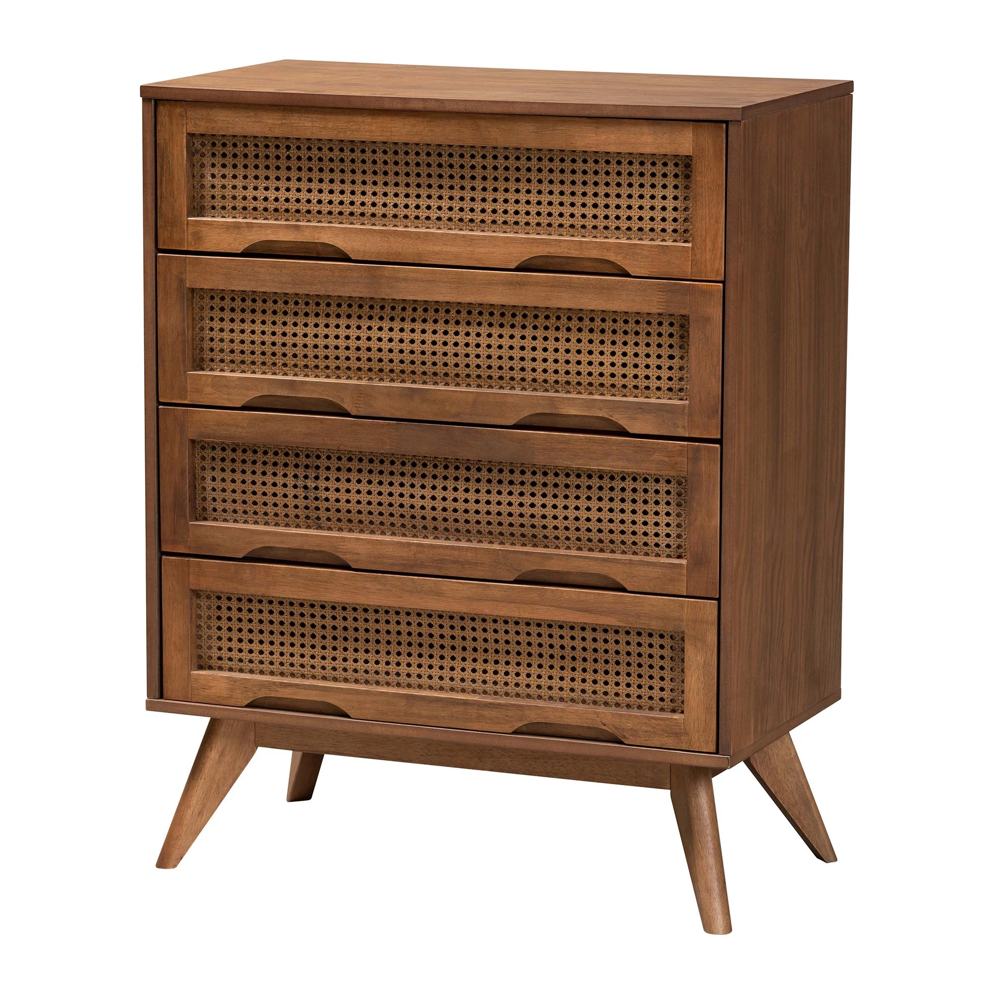 Baxton Studio Demeter Mid-Century Modern Walnut Brown Finished Wood Full Size 4-Piece Bedroom Set - Image 7