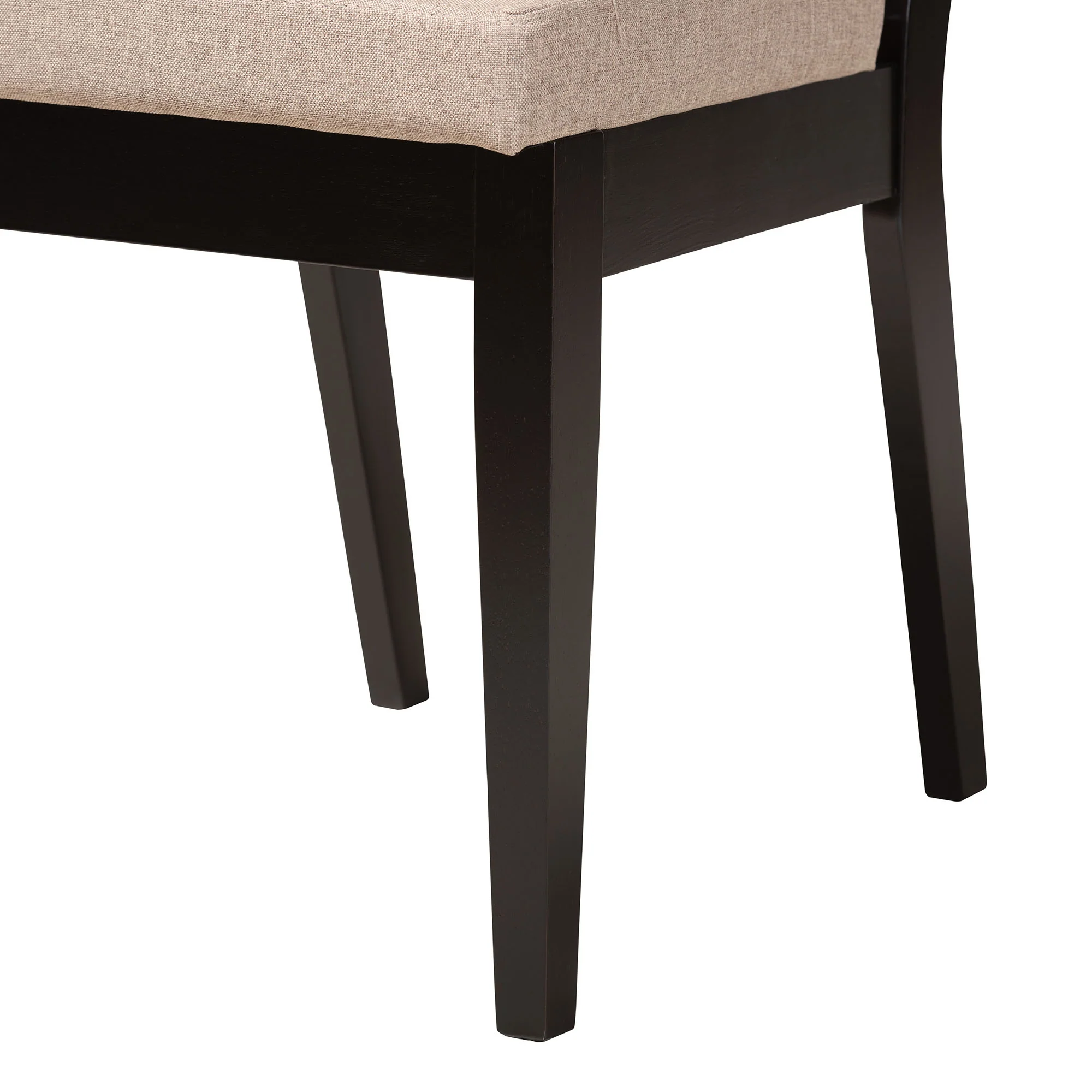 Baxton Studio Eira Modern Sand Fabric and Dark Brown Finished Wood 5-Piece Dining Set - Image 7