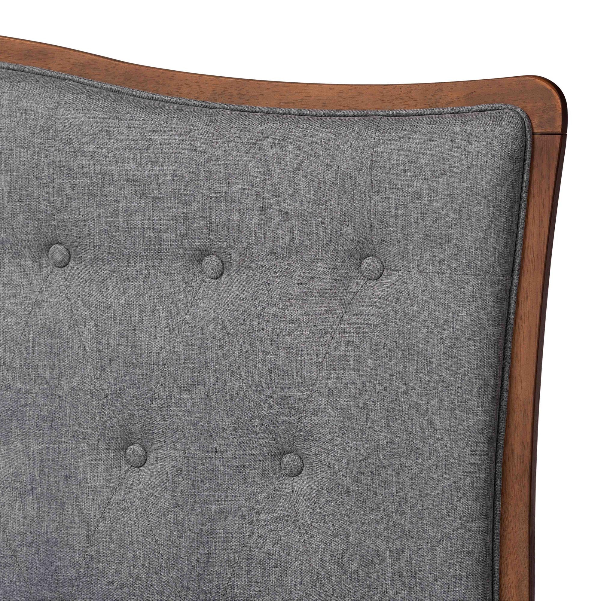 Baxton Studio Elitia Classic and Traditional Grey Fabric and Walnut Brown Finished Wood King Size Platform Bed - Image 5