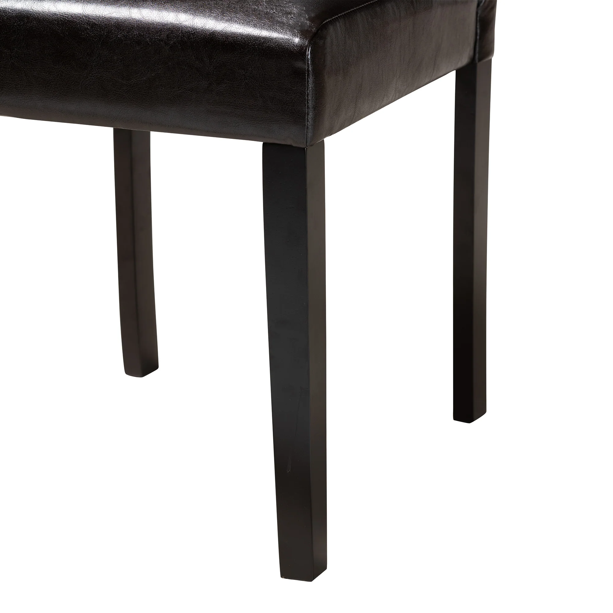 Baxton Studio Emine Modern Dark Brown Faux Leather and Espresso Brown Finished Wood 5-Piece Dining Set - Image 9