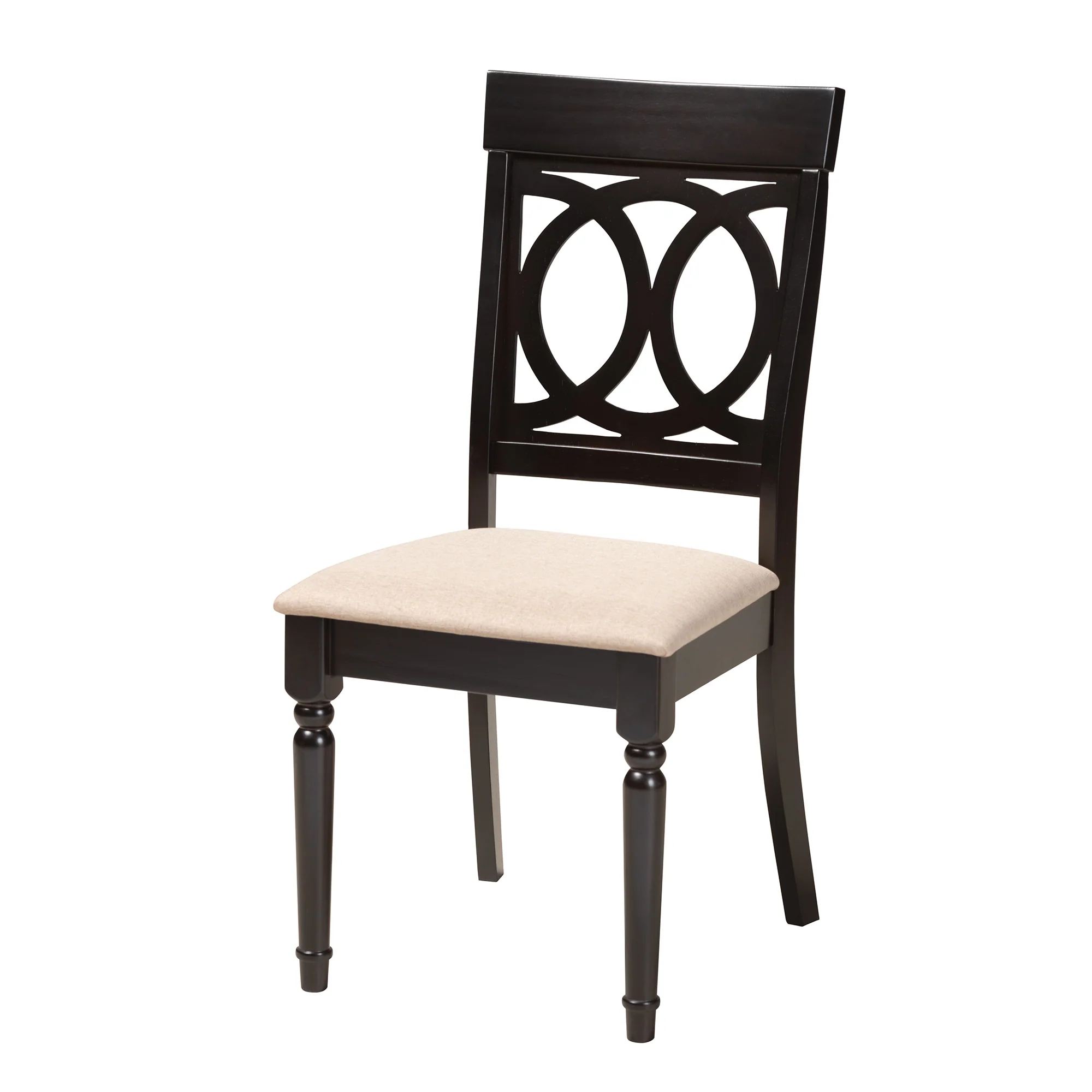 Baxton Studio Estelle Modern Beige Fabric and Dark Brown Finished Wood 5-Piece Dining Set - Image 5
