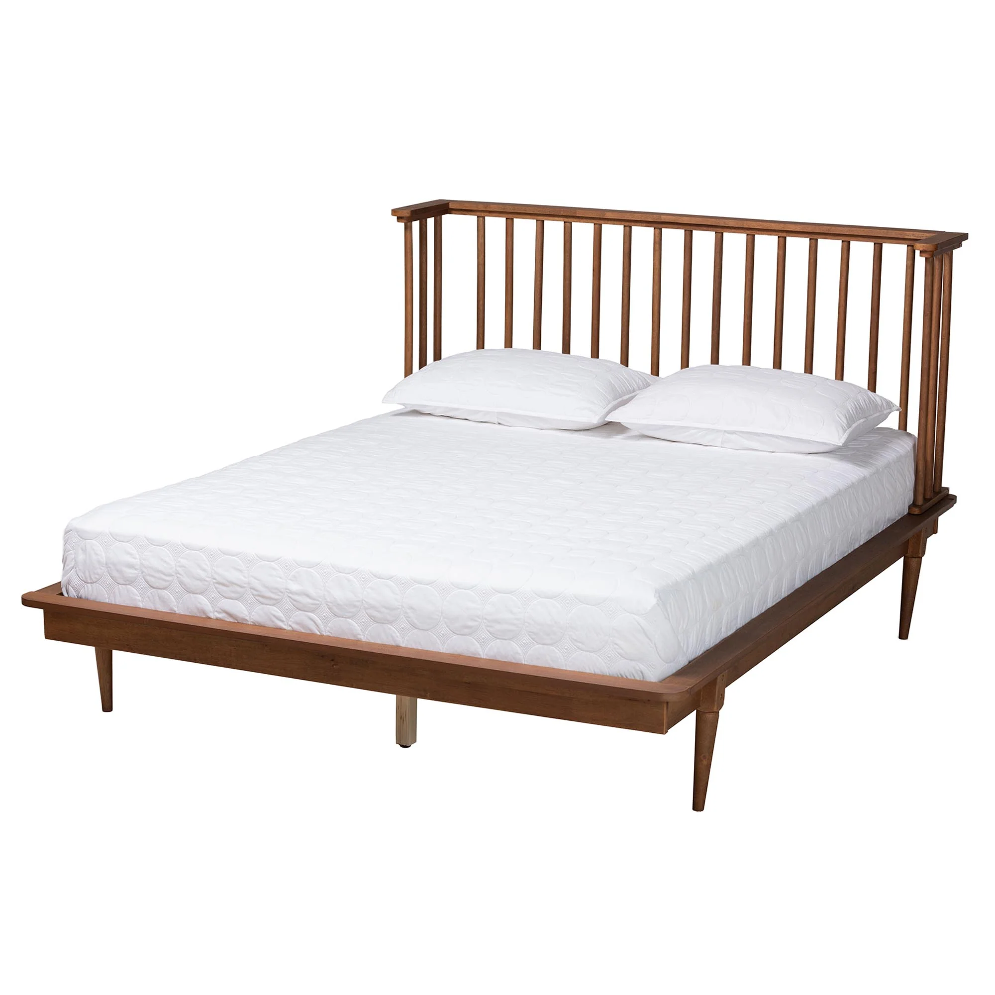 Baxton Studio Flint Mid-Century Modern Ash Walnut Finished Wood Queen Size Platform Bed - Image 2