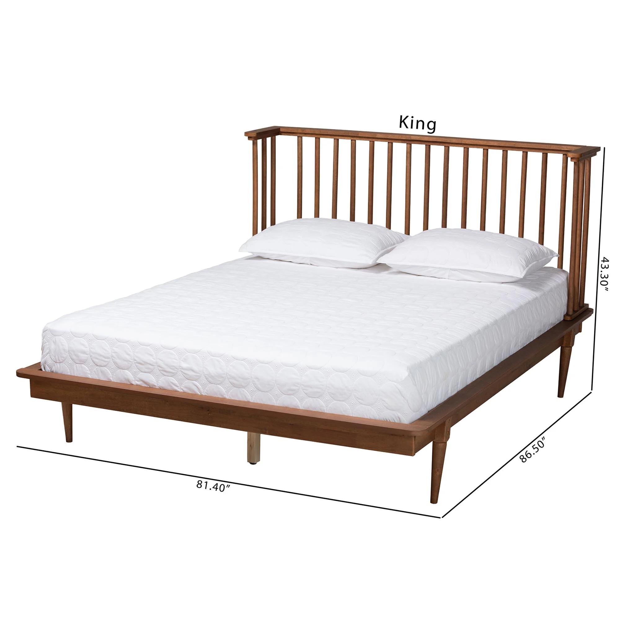 Baxton Studio Flint Mid-Century Modern Ash Walnut Finished Wood Queen Size Platform Bed - Image 9