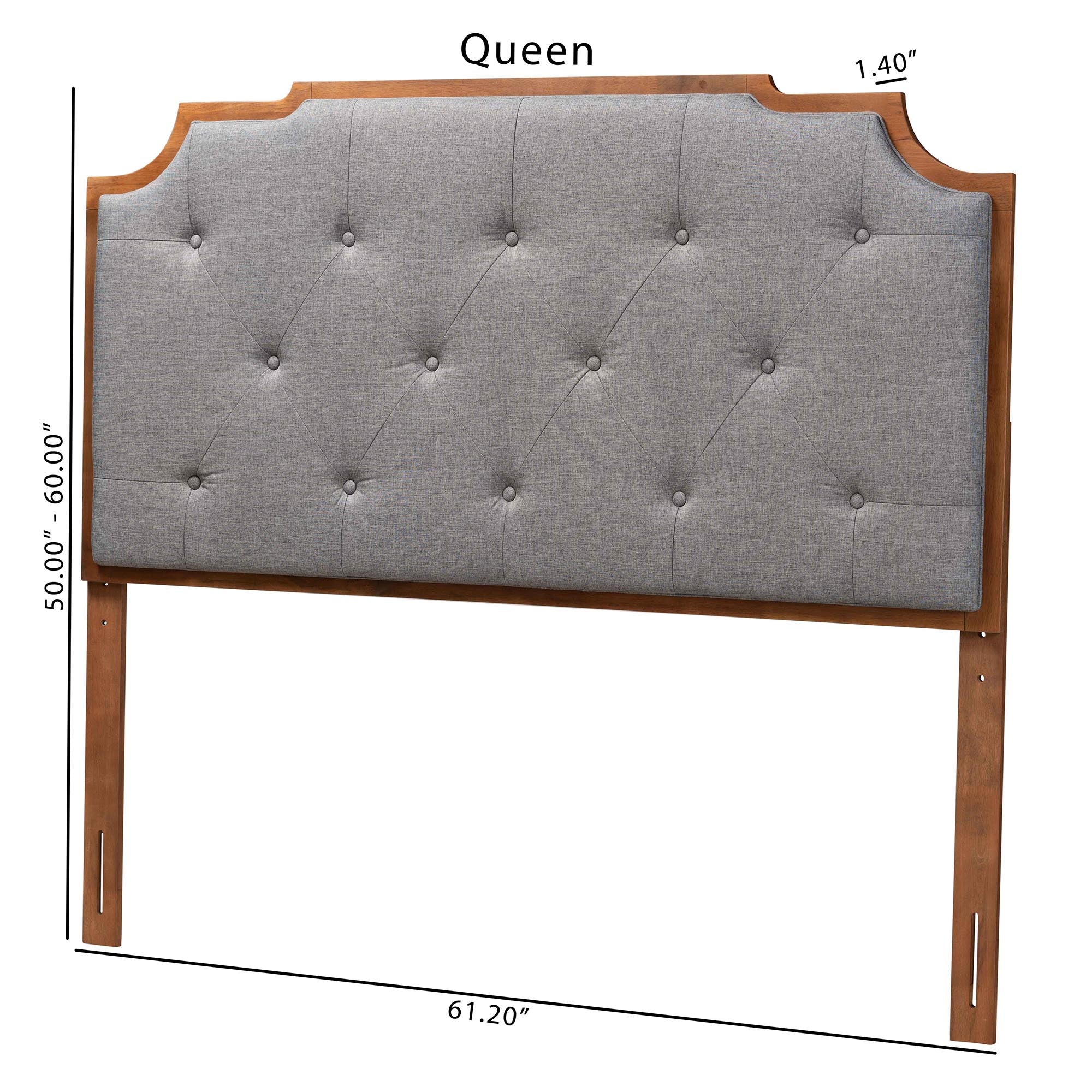 Baxton Studio Fortuna Classic and Traditional Grey Fabric and Walnut Brown Finished Wood King Size Headboard - Image 7