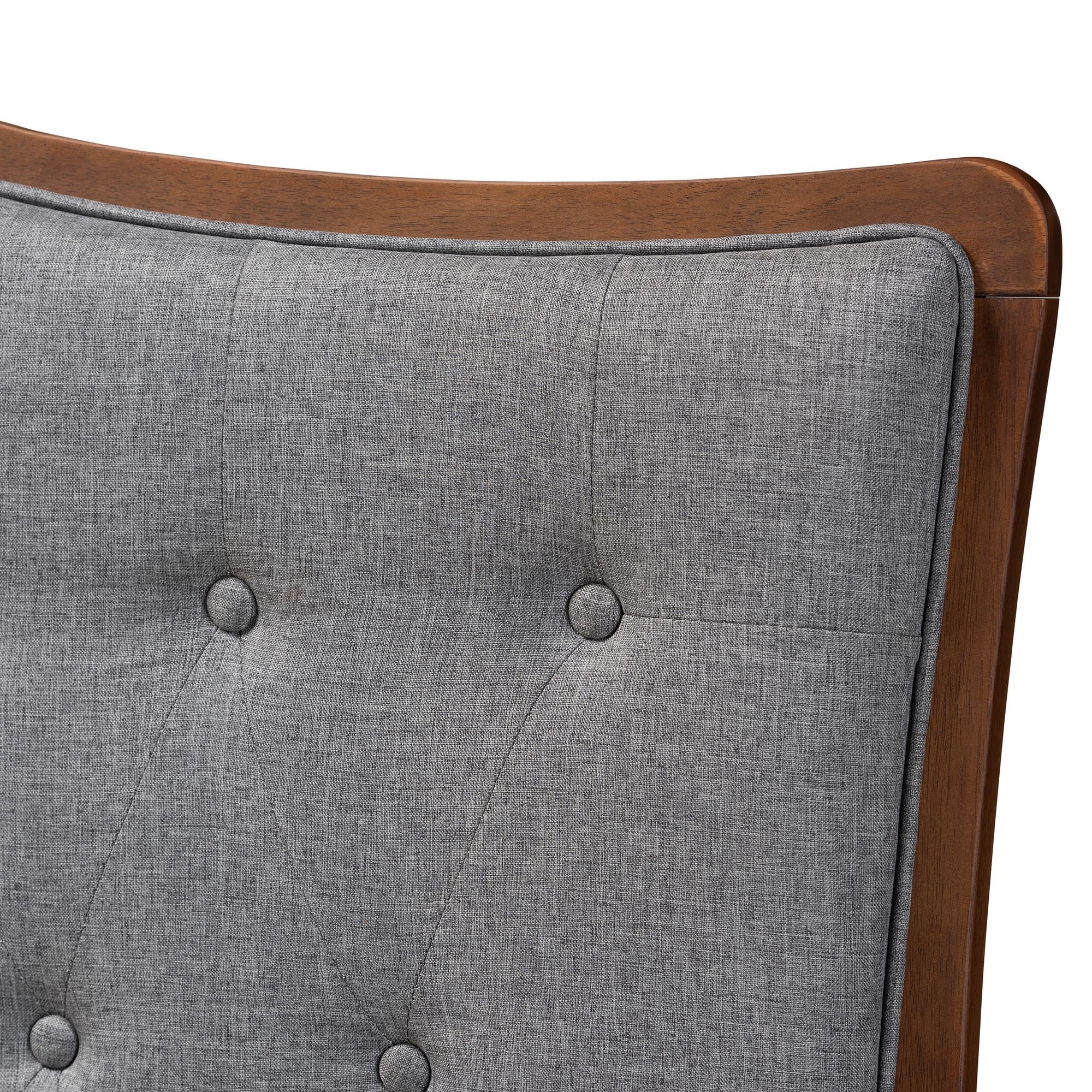 Baxton Studio Georgia Classic and Traditional Grey Fabric and Walnut Brown Finished Wood King Size Headboard - Image 4