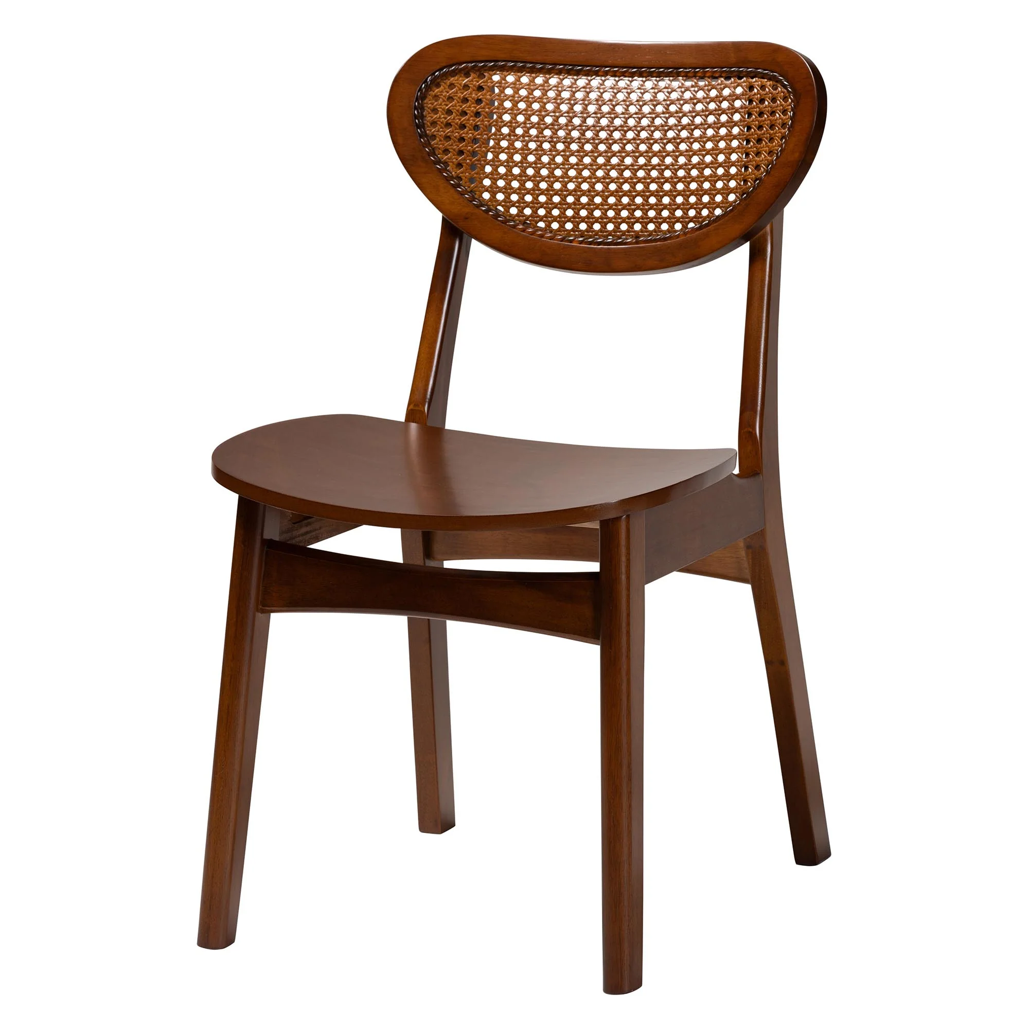 Baxton Studio Giuliana Mid-Century Modern Walnut Brown Finished Wood and Woven Rattan 5-Piece Dining Set - Image 3