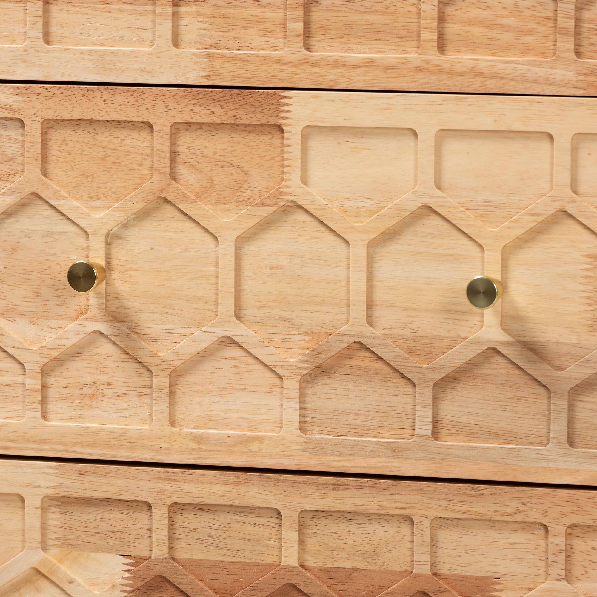 Baxton Studio Hosea Japandi Carved Honeycomb Natural 6-Drawer Dresser - Image 8