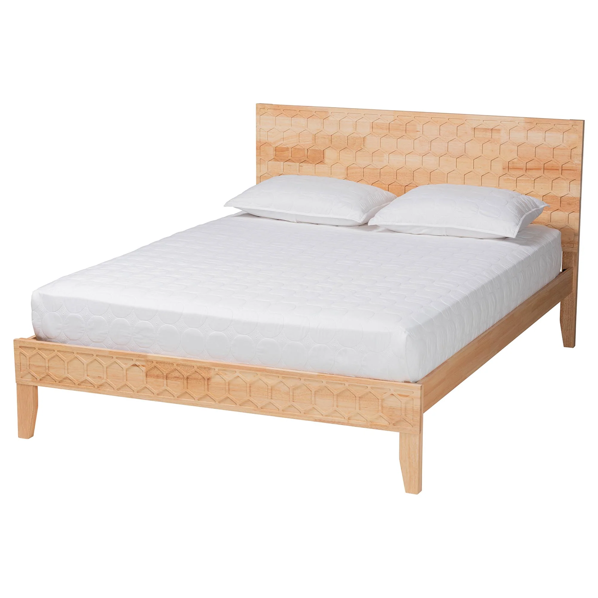 Baxton Studio Hosea Japandi Carved Honeycomb Natural King Size 5-Piece Bedroom Set - Image 8
