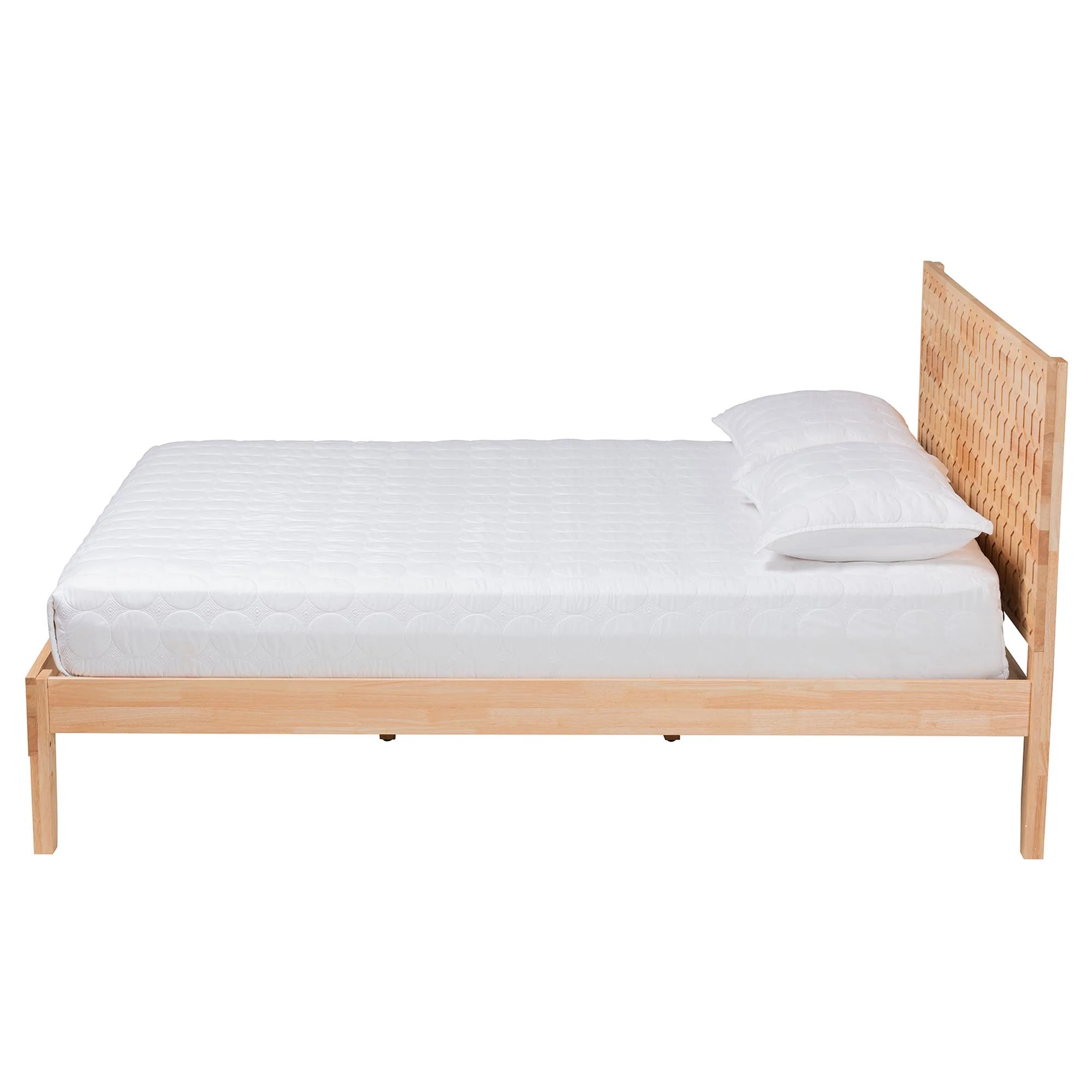 Baxton Studio Hosea Japandi Carved Honeycomb Natural King Size Platform Bed - Image 6