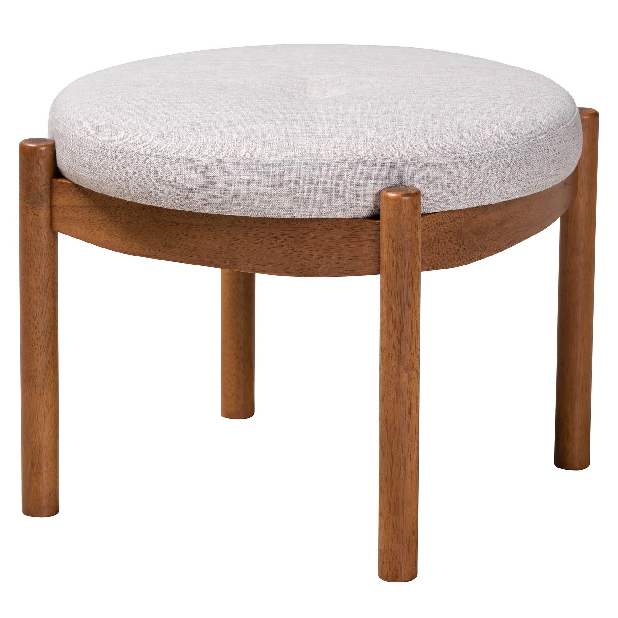 Baxton Studio Iliana Japandi Dark Grey Fabric and Walnut Brown Finished Wood Ottoman Footstool - Image 10
