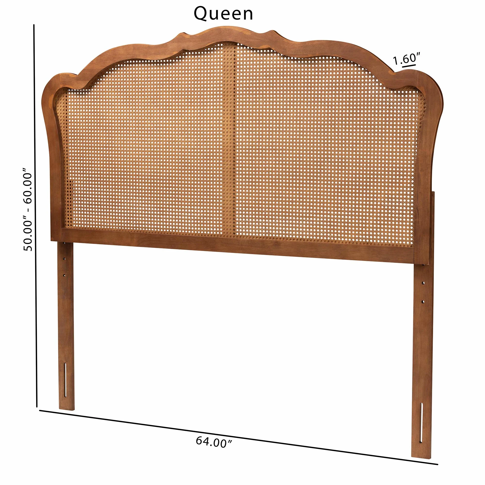 Baxton Studio Leandra Classic and Traditional Ash Walnut Finished Wood King Size Headboard with Rattan - Image 7