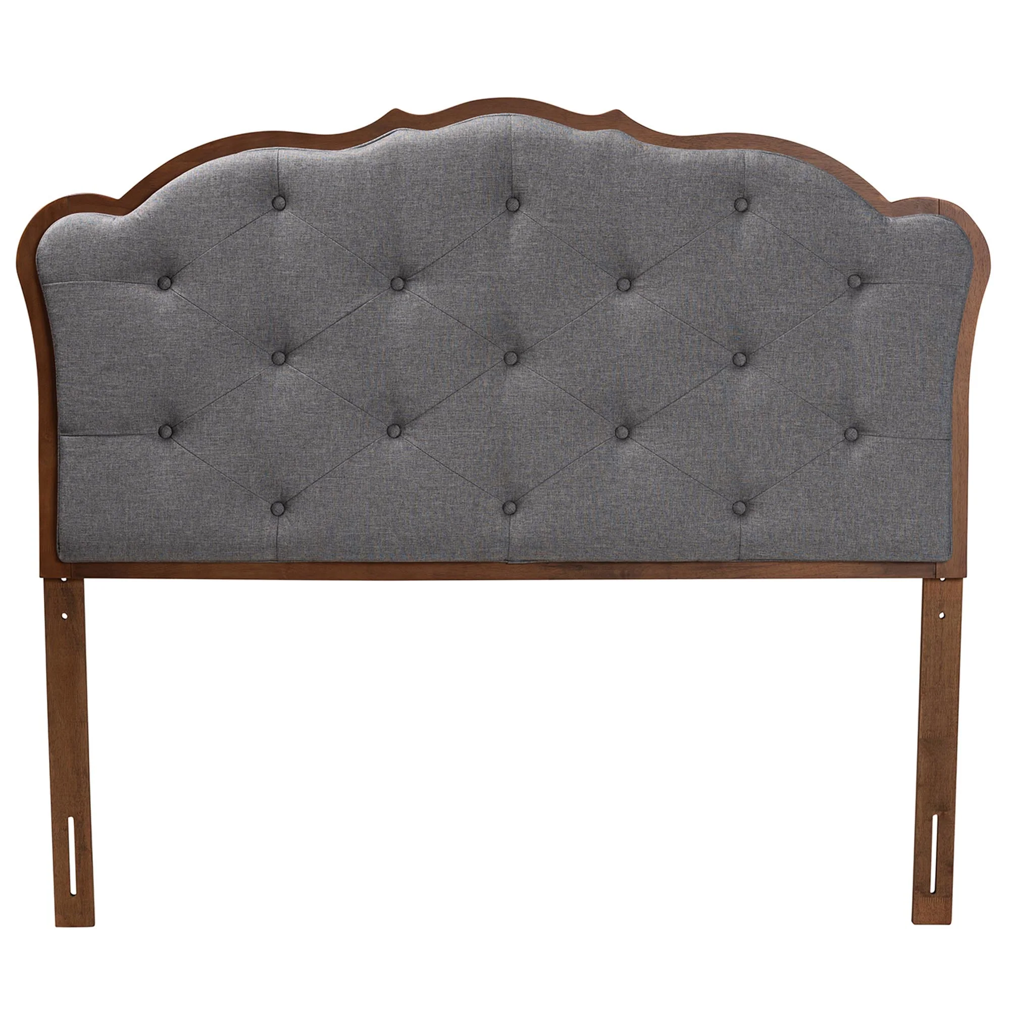 Baxton Studio Leandra Classic and Traditional Grey Fabric and Walnut Brown Finished Wood Queen Size Headboard - Image 5