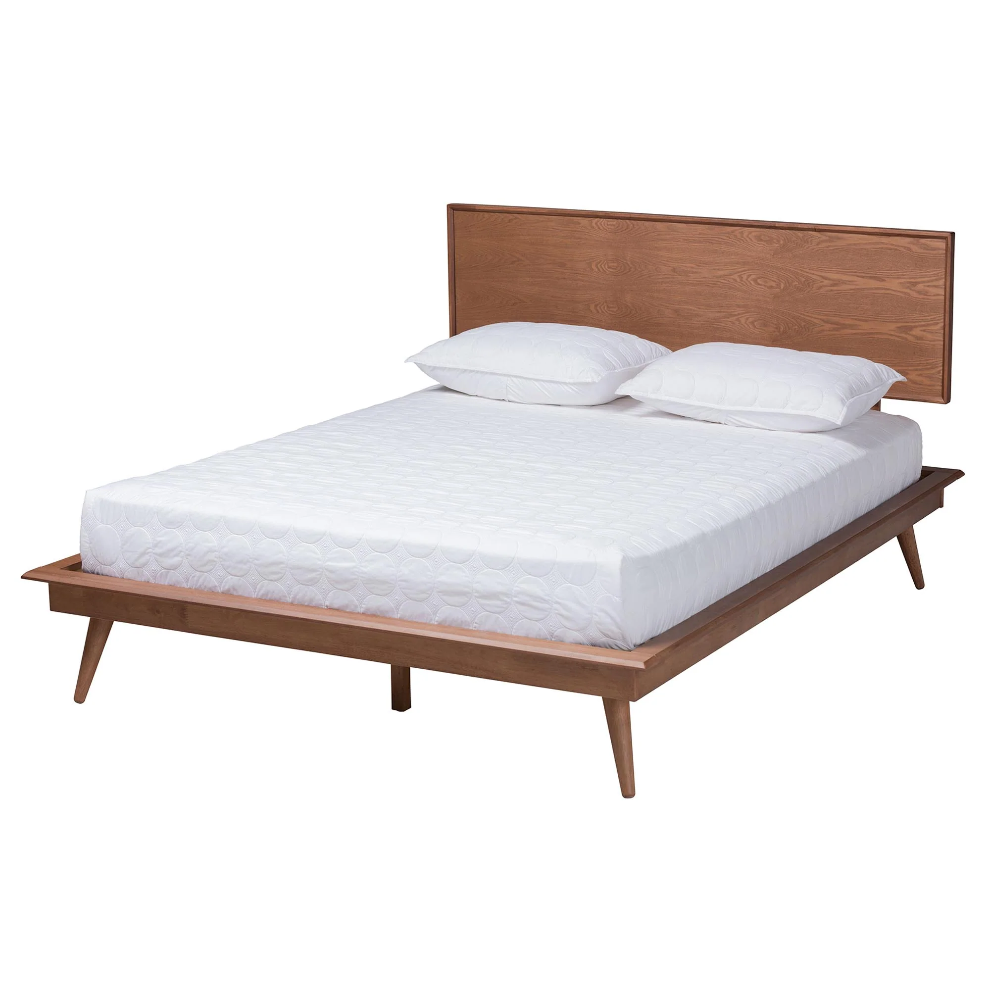 Baxton Studio Melora Mid-Century Modern Walnut Brown Finished Wood and Rattan Full Size 4-Piece Bedroom Set - Image 4