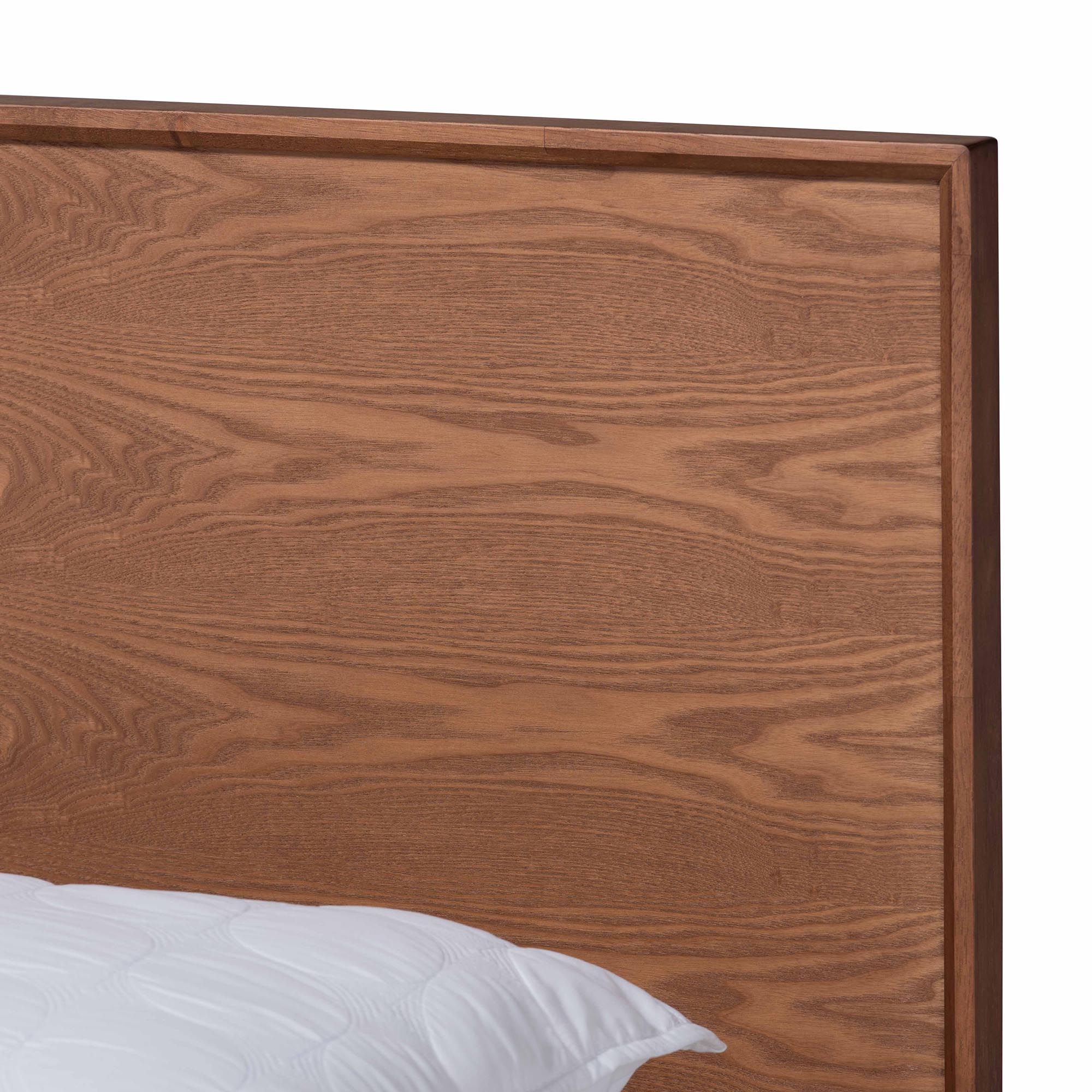 Baxton Studio Melora Mid-Century Modern Walnut Brown Finished Wood and Rattan Full Size 4-Piece Bedroom Set - Image 9