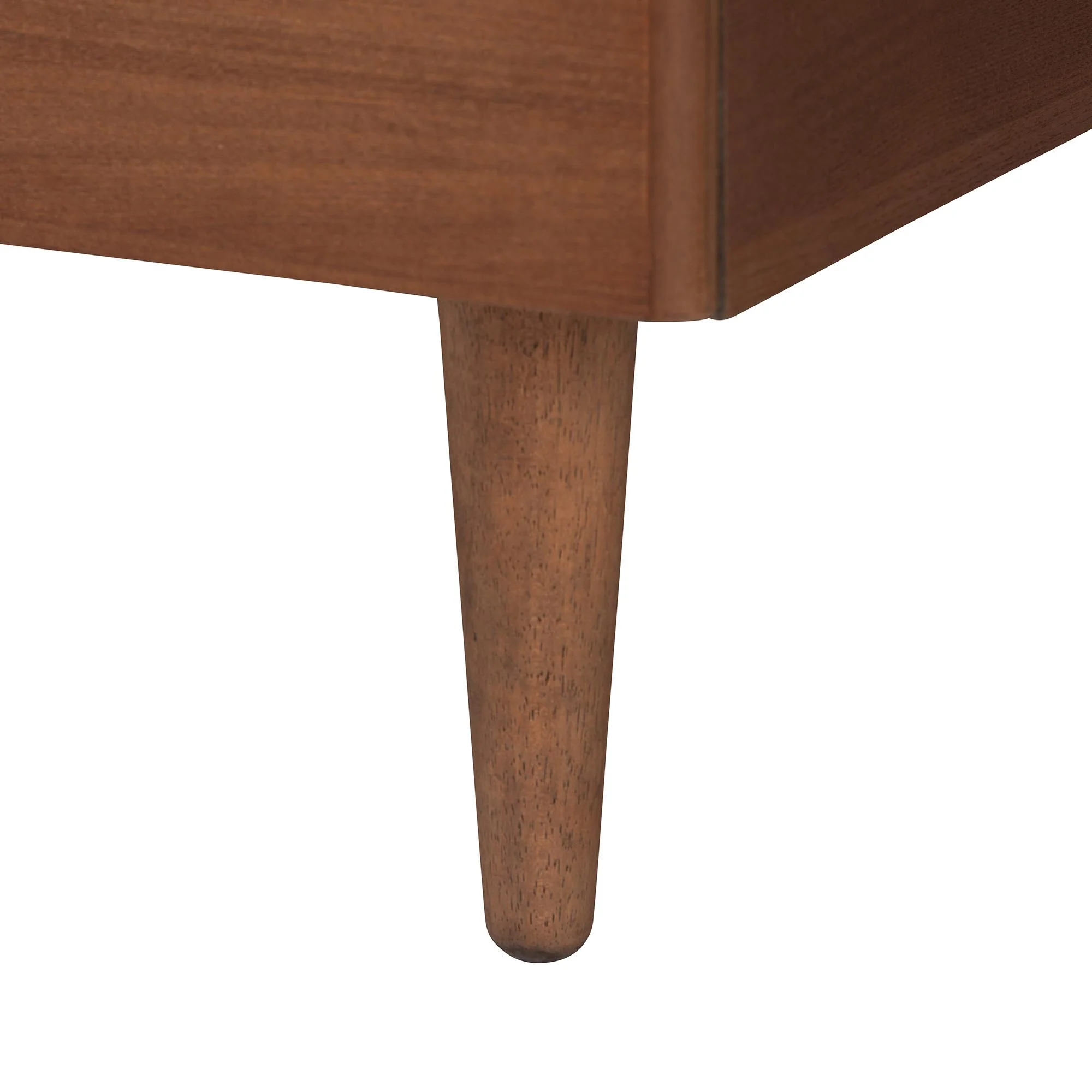 Baxton Studio Mendel Mid-Century Walnut Brown Wood and Rattan Queen Size Platform Bed - Image 10