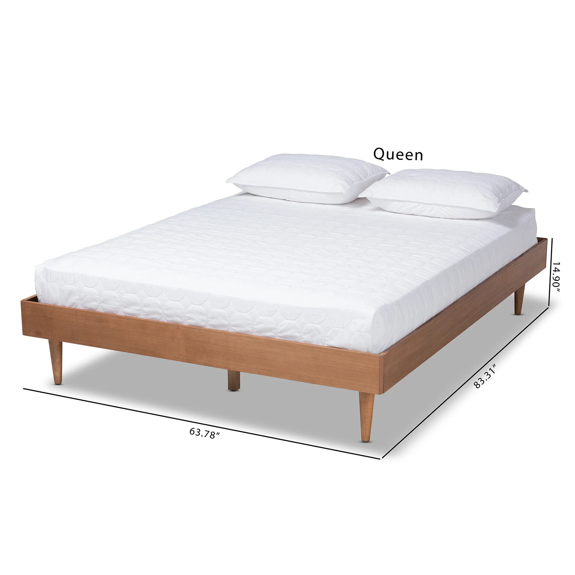 Baxton Studio Rina Mid-Century Modern Ash Wanut Finished King Size Wood Bed Frame - Image 2