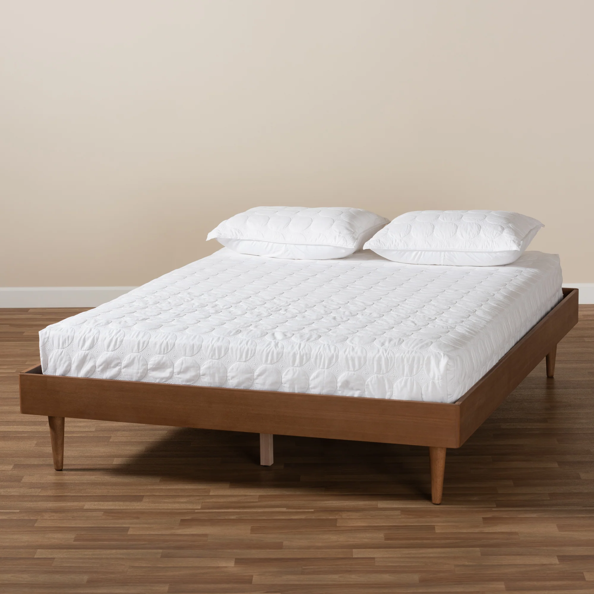 Baxton Studio Rina Mid-Century Modern Ash Wanut Finished King Size Wood Bed Frame - Image 8
