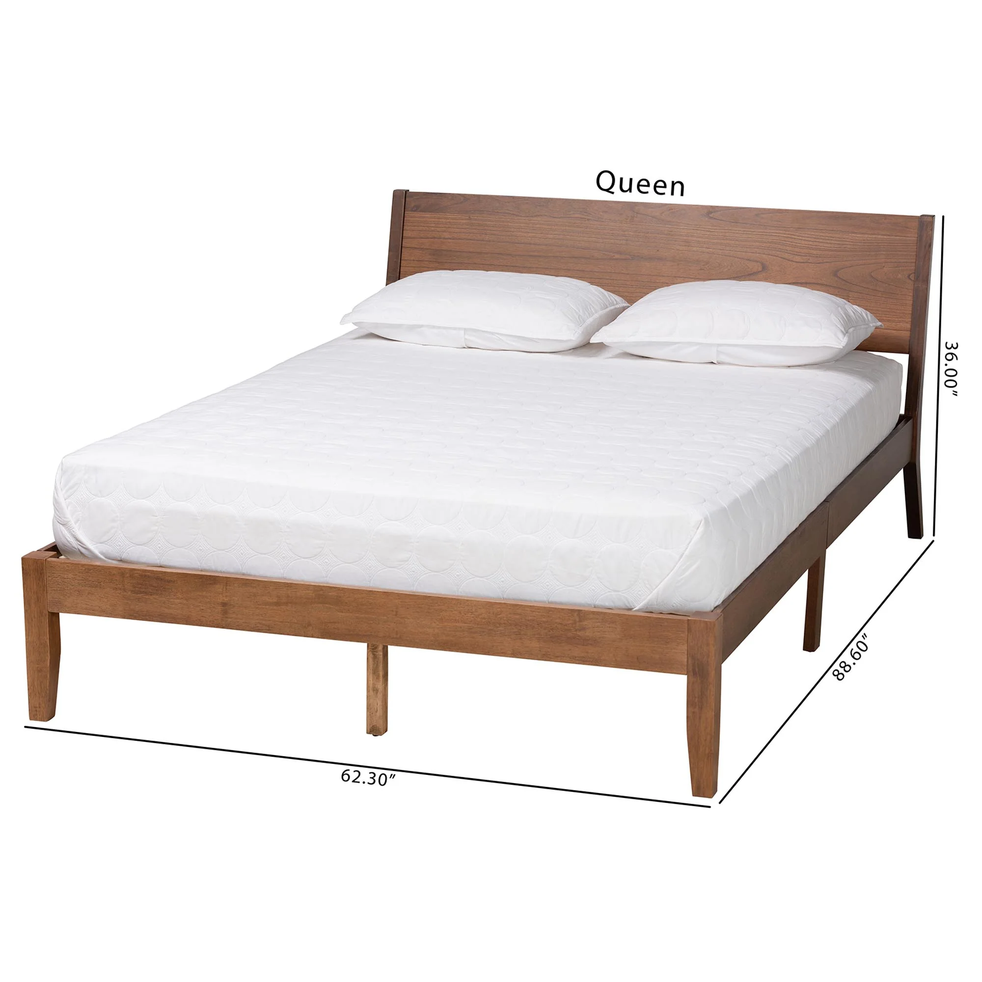Baxton Studio Salvatore Mid-Century Modern Walnut Brown Finished Wood Queen Size Platform Bed - Image 8
