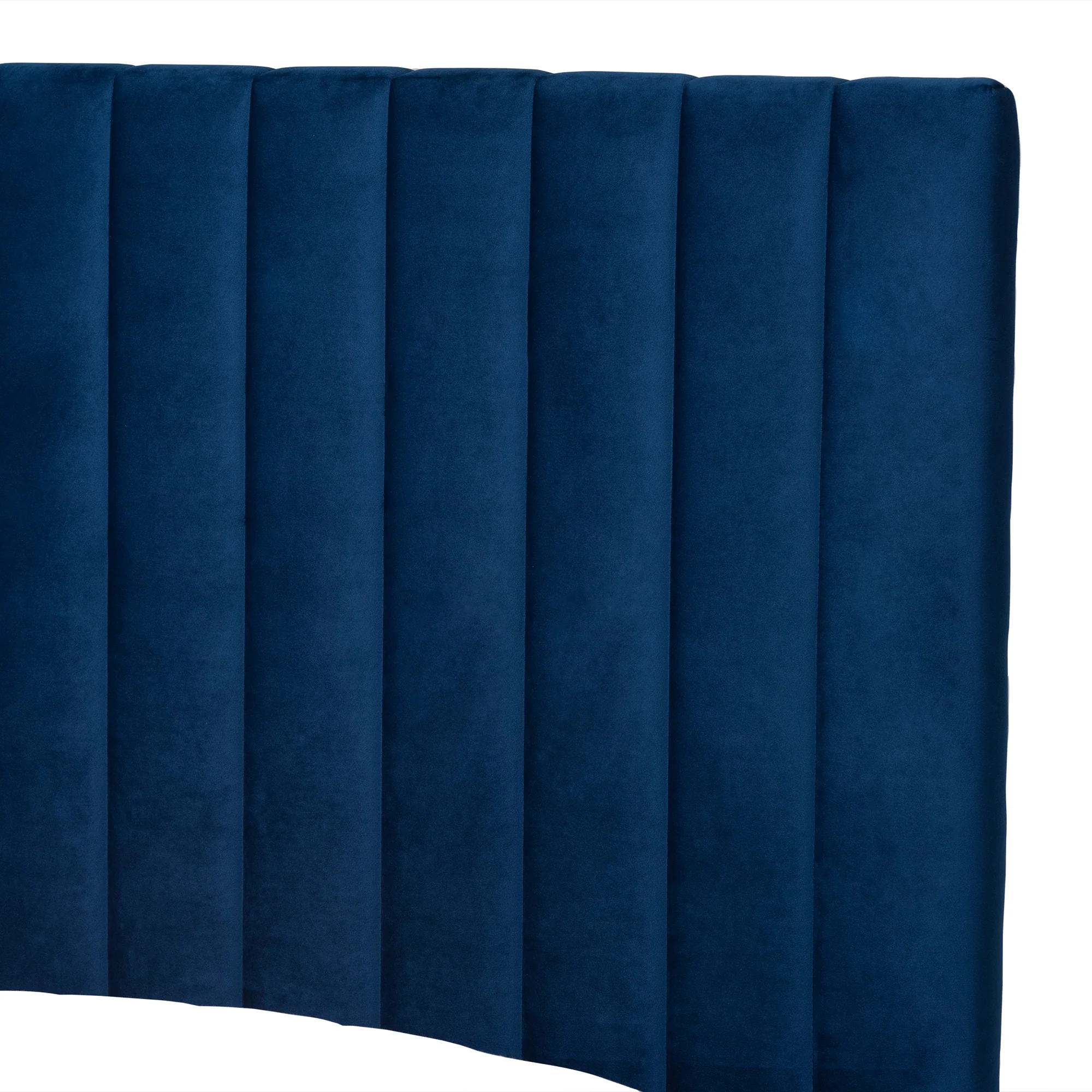 Baxton Studio Serrano Contemporary Glam and Luxe Navy Blue Velvet Fabric Upholstered and Gold Metal Full Size Platform Bed - Image 5