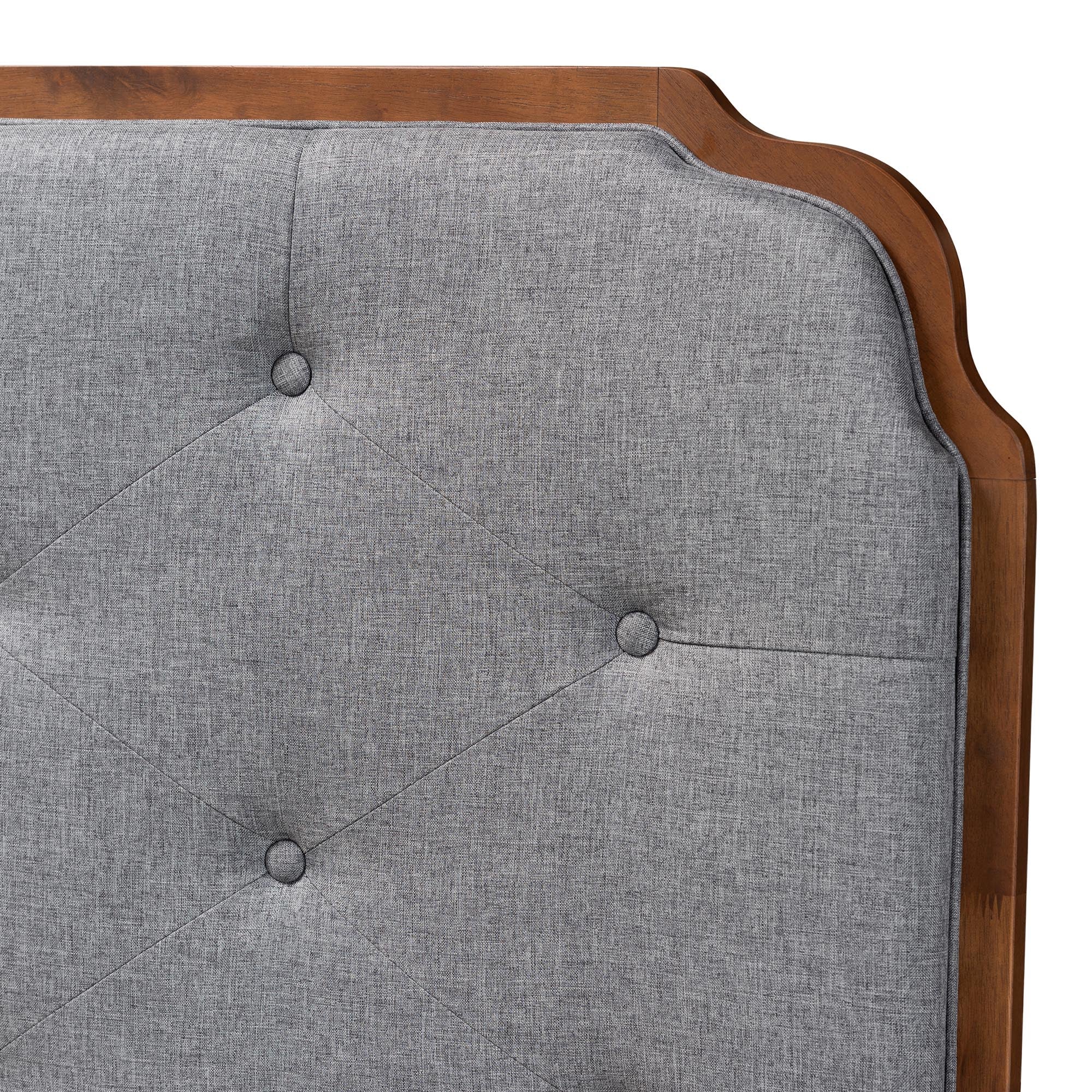 Baxton Studio Shanti Classic and Traditional Grey Fabric and Walnut Brown Finished Wood King Size Headboard - Image 4