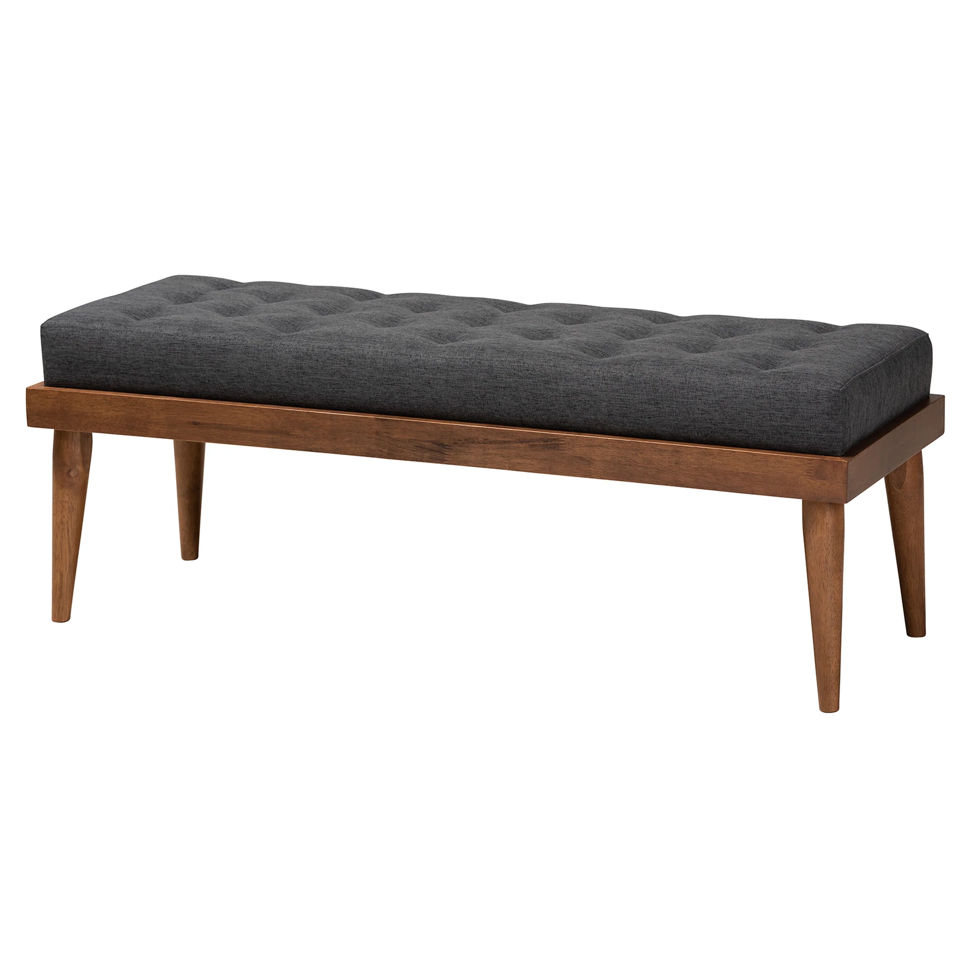 Baxton Studio Valencia Mid-Century Modern Dark Grey Fabric Upholstered Full Size 2-Piece Bedroom Set - Image 5