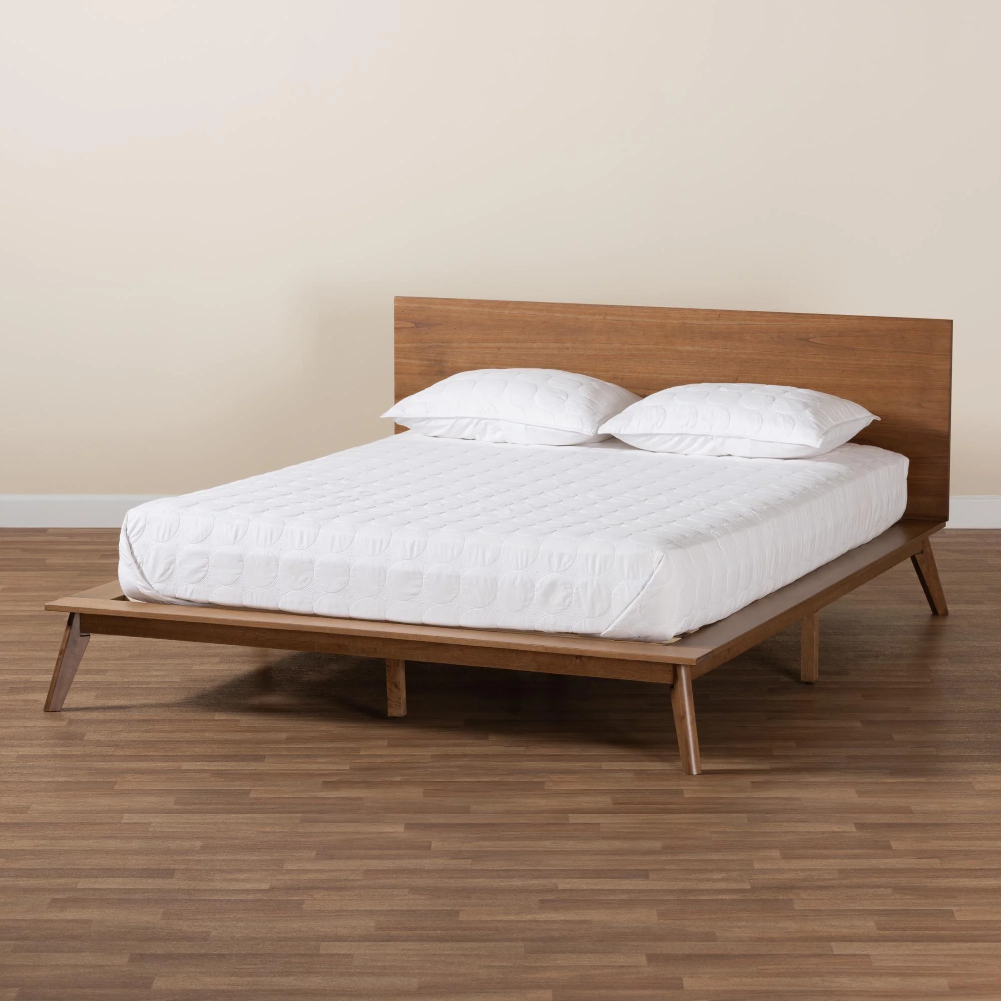 Baxton Studio Wheatley Mid-Century Modern Walnut Brown Finished Wood King Size Platform Bed - Image 10