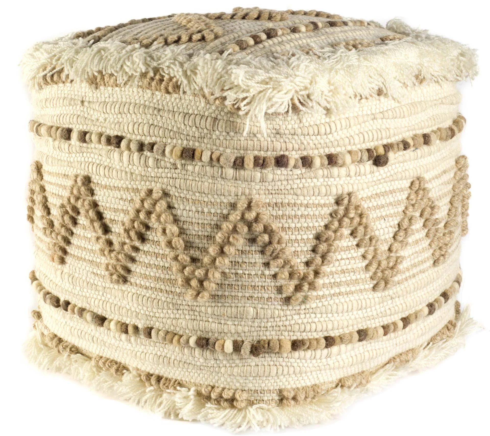 Beige Cotton Blend Ottoman By Homeroots