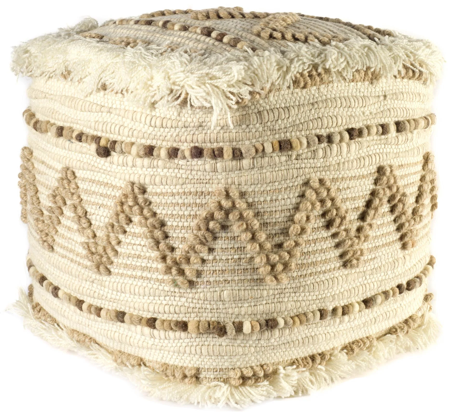 Beige Cotton Blend Ottoman By Homeroots - Image 4