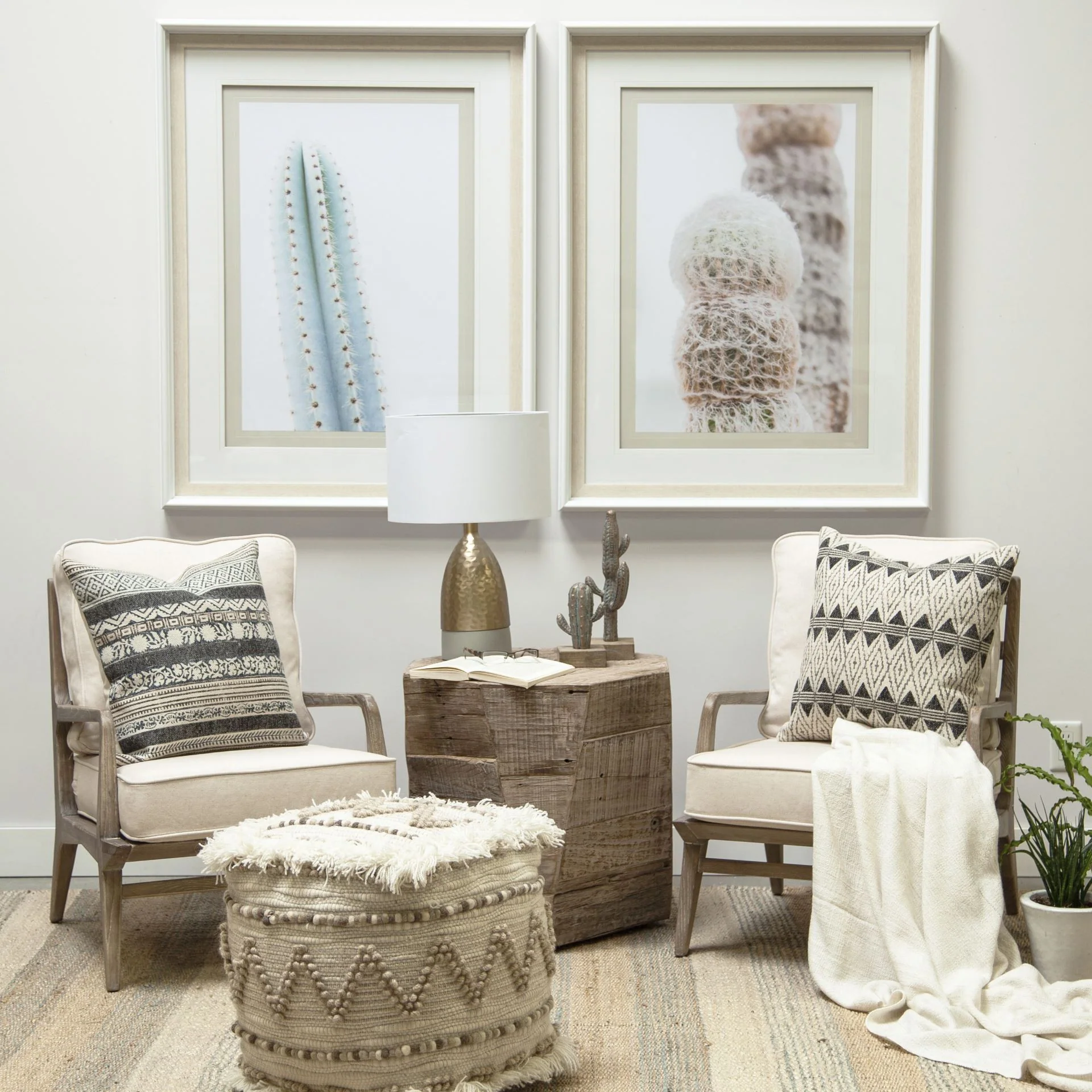 Beige Cotton Blend Ottoman By Homeroots - Image 5