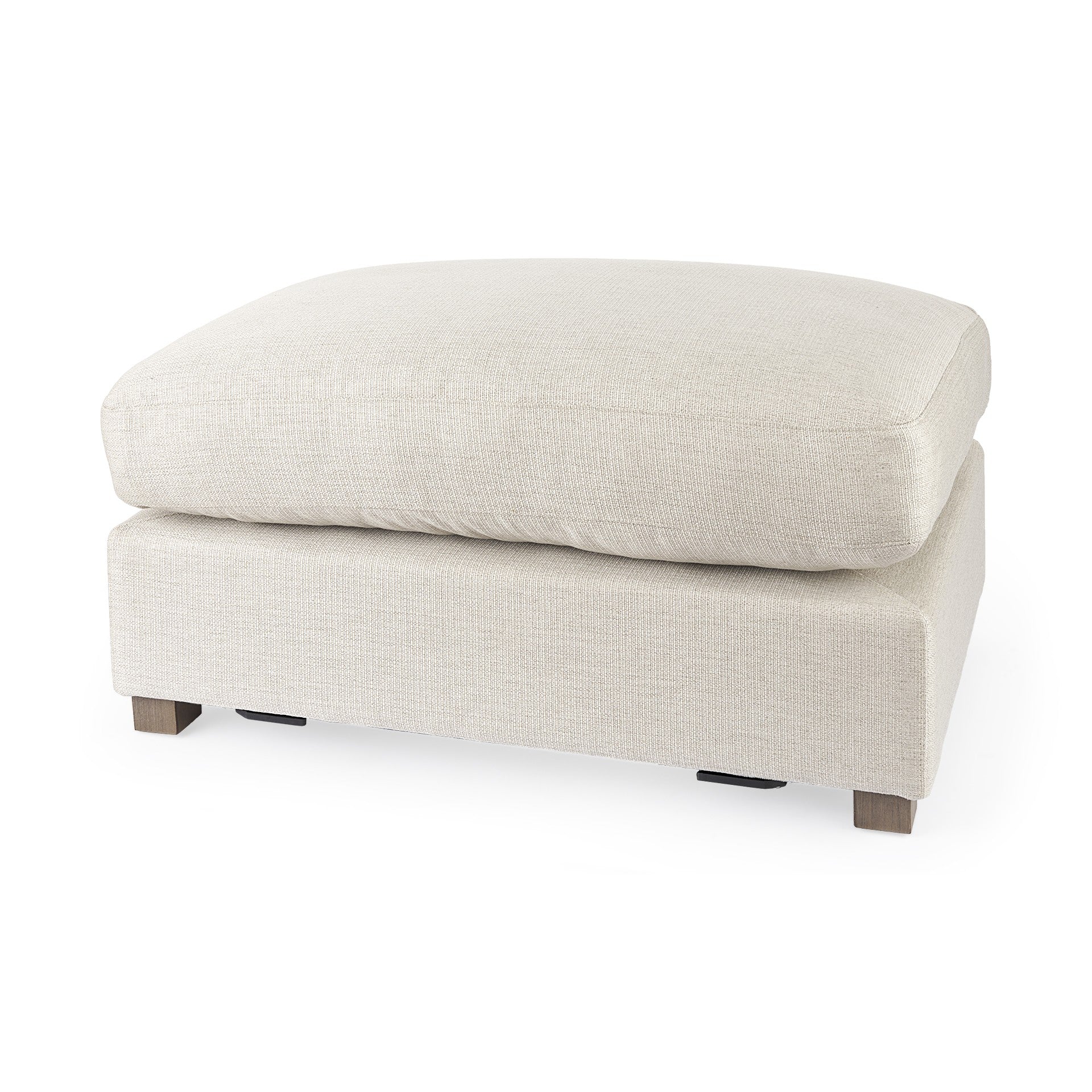 Beige Fabric Covered Half Ottoman By Homeroots
