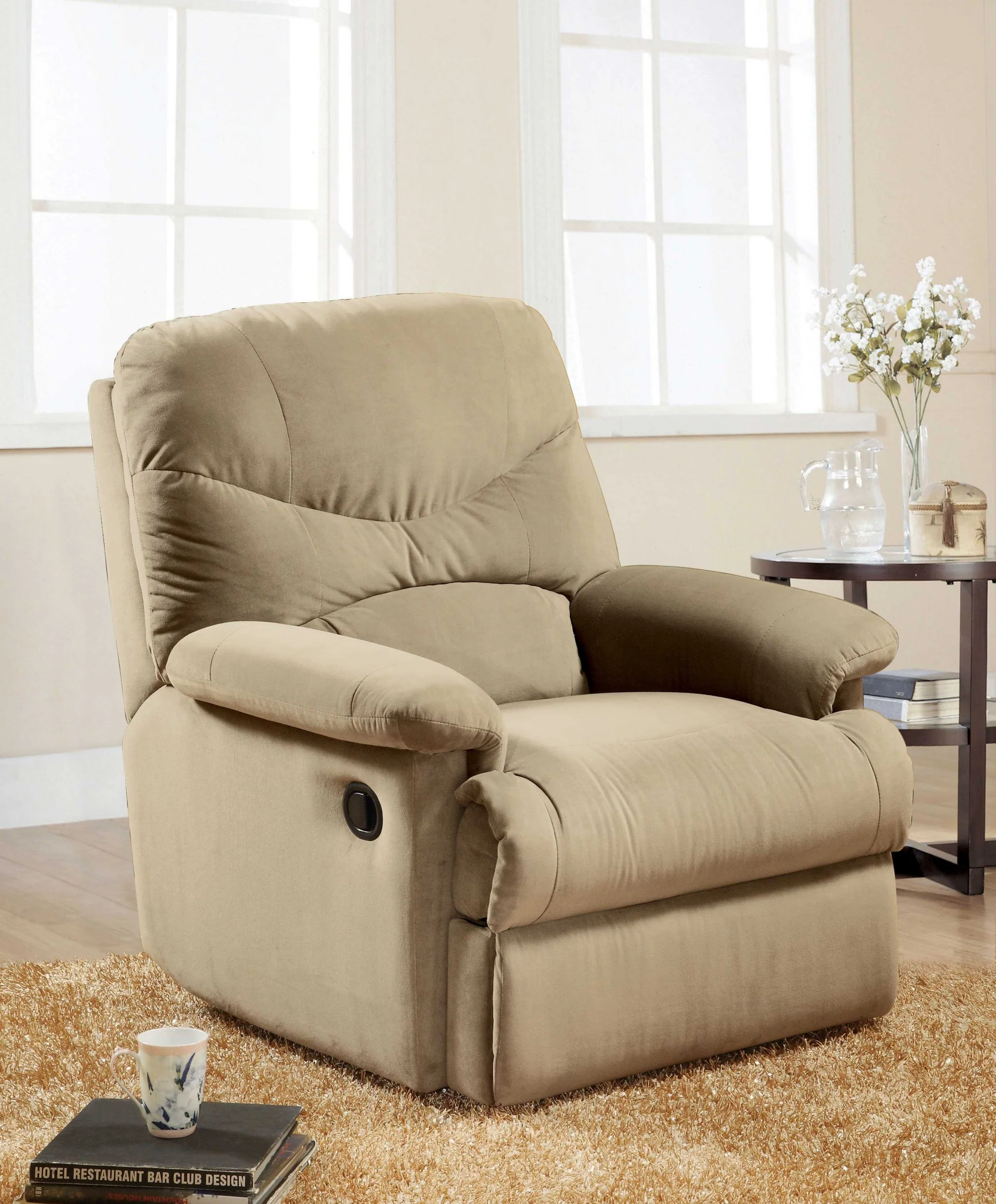 Beige Microfiber Recliner (Motion) By Homeroots