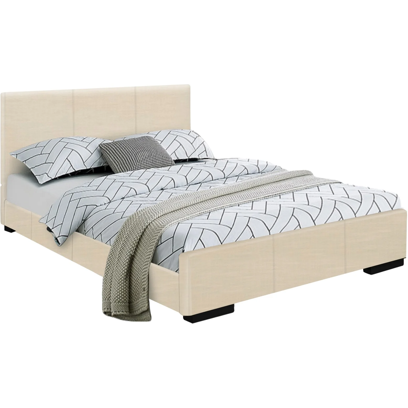 Beige Platform Queen Bed By Homeroots - Image 2