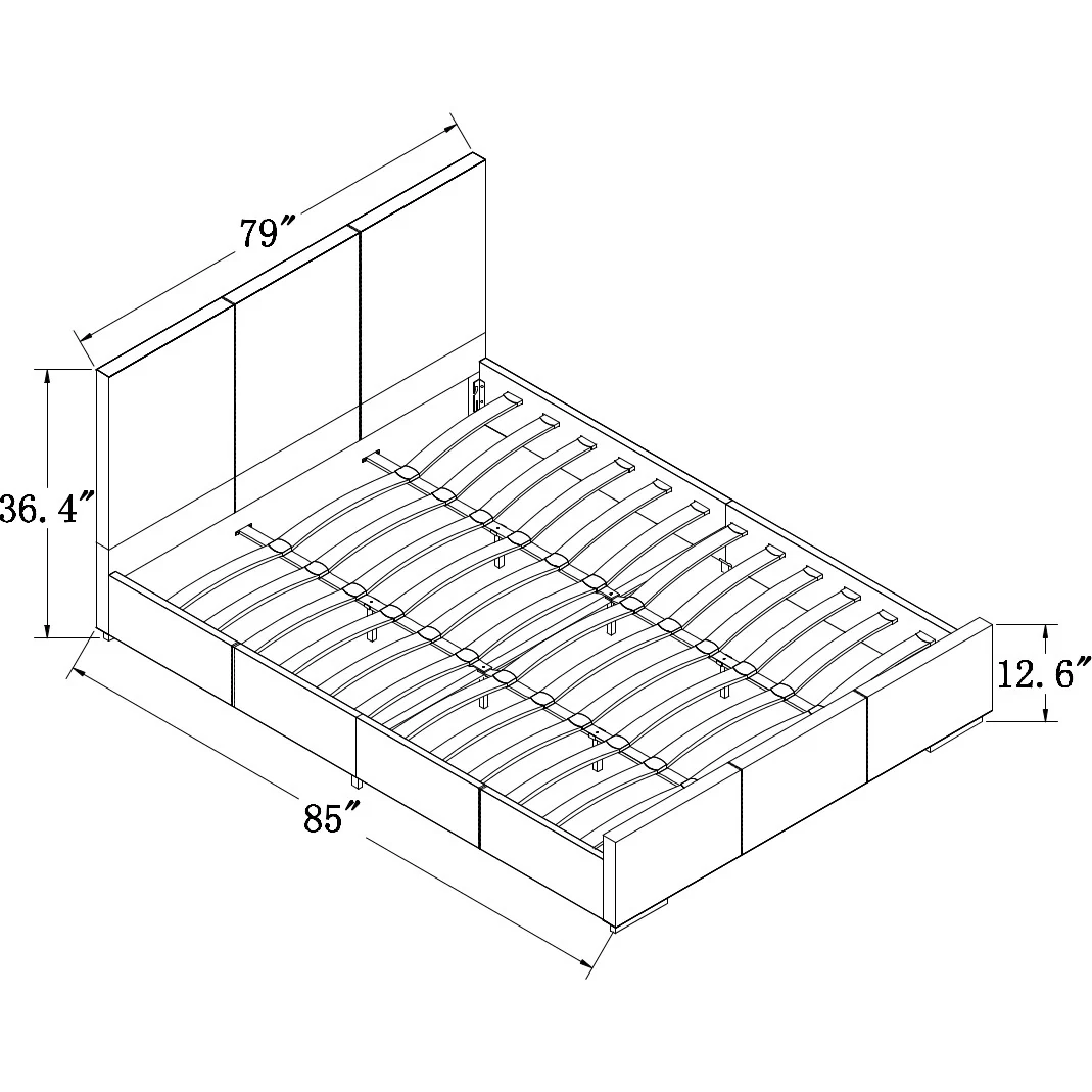 Beige Upholstered King Platform Bed By Homeroots - Image 4
