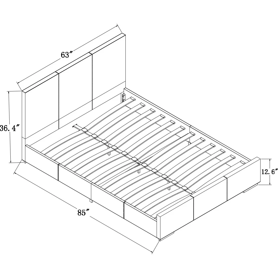 Beige Upholstered Queen Platform Bed By Homeroots - Image 4