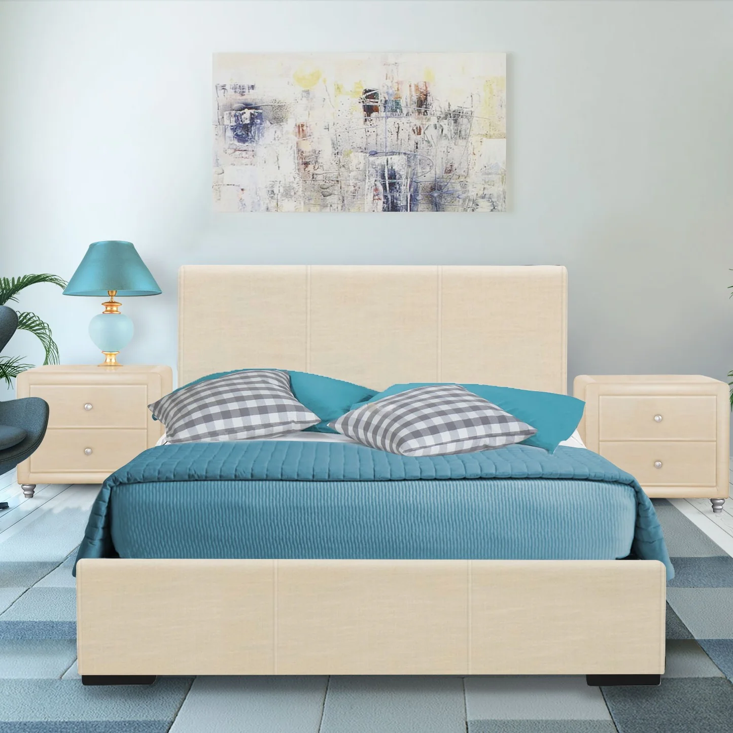 Beige Upholstered Twin Platform Bed By Homeroots