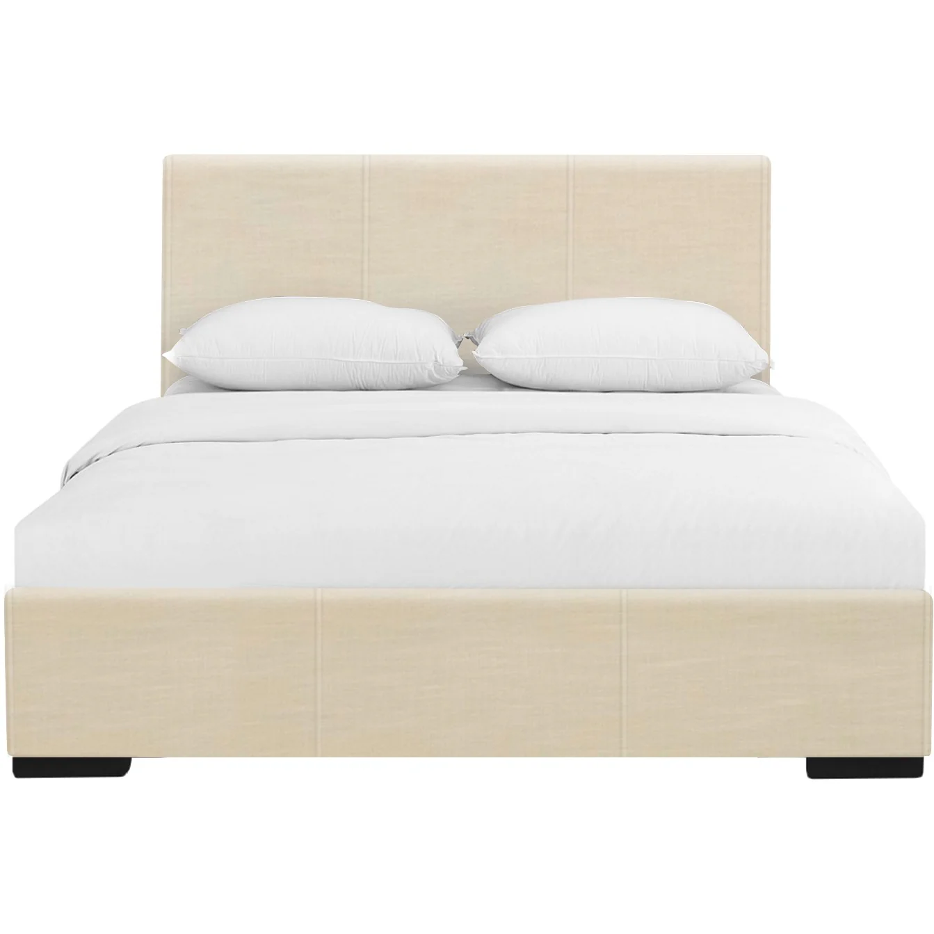 Beige Upholstered Twin Platform Bed By Homeroots - Image 2