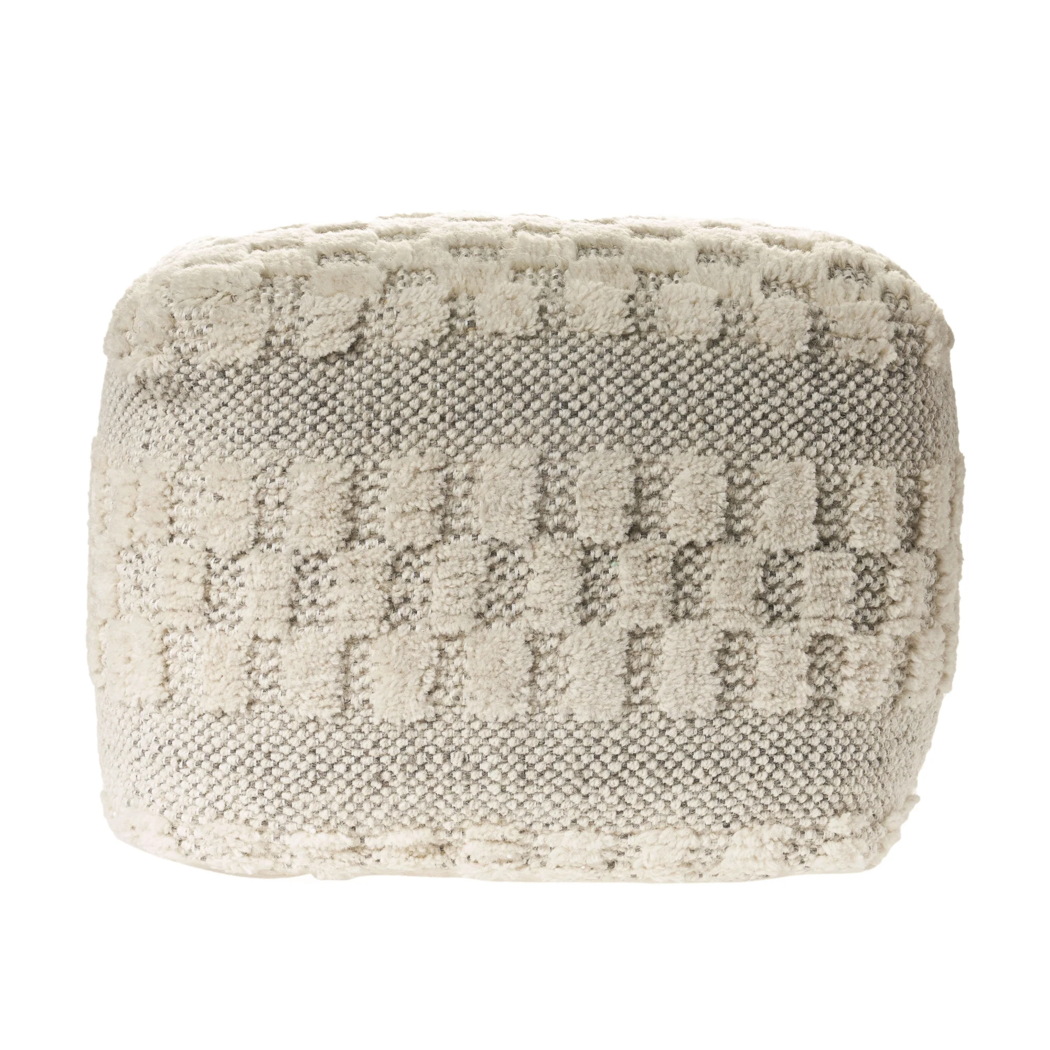 Beige Wool Ottoman By Homeroots