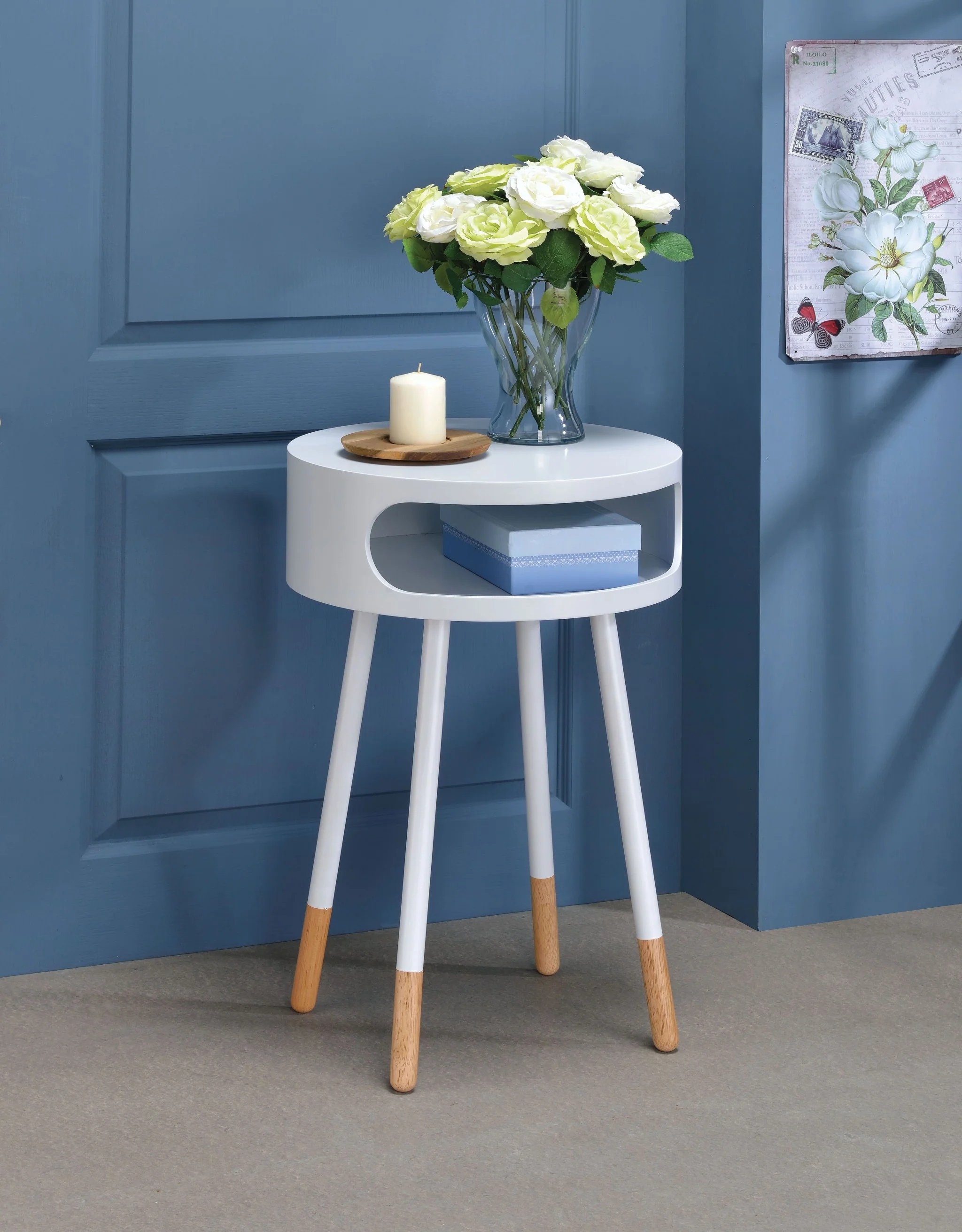 Bentwood White Retro Round Wooden End Table By Homeroots