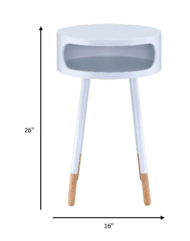 Bentwood White Retro Round Wooden End Table By Homeroots - Image 6