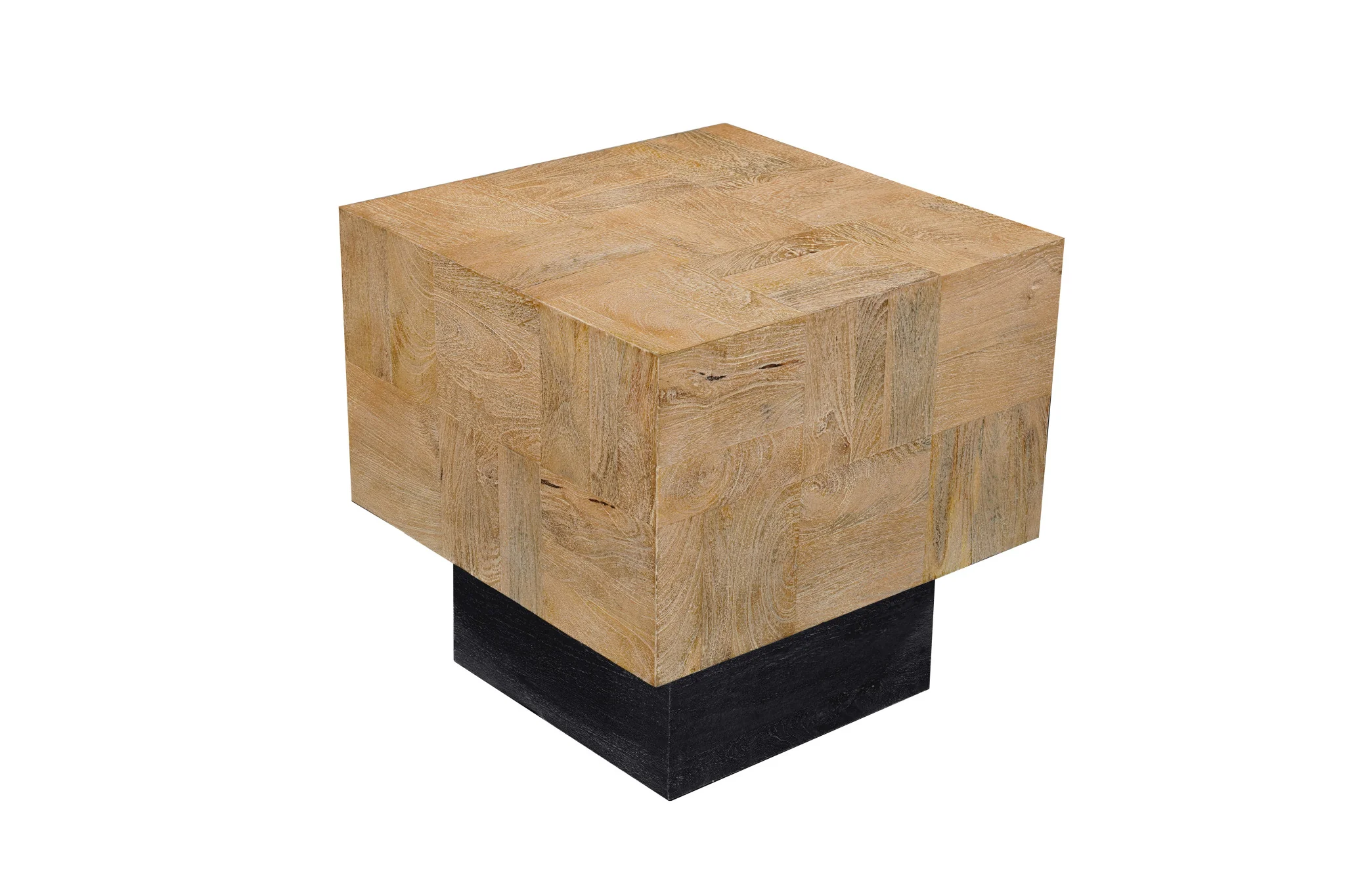 Black And Brown Solid Wood Square End Table By Homeroots