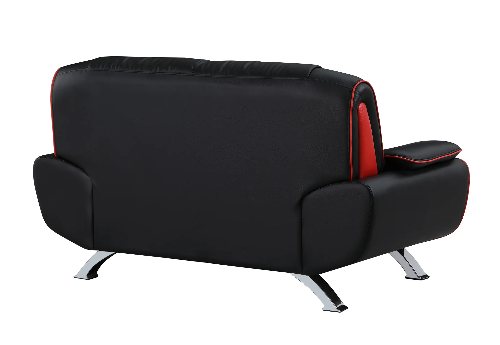 Black And Silver Faux Leather Loveseat By Homeroots - Image 6