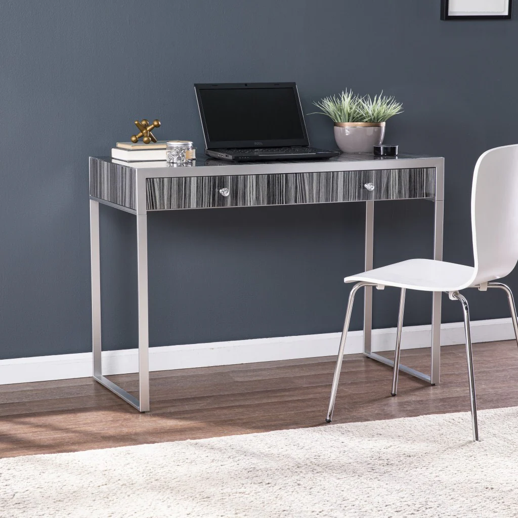 Black And Silver Writing Desk By Homeroots