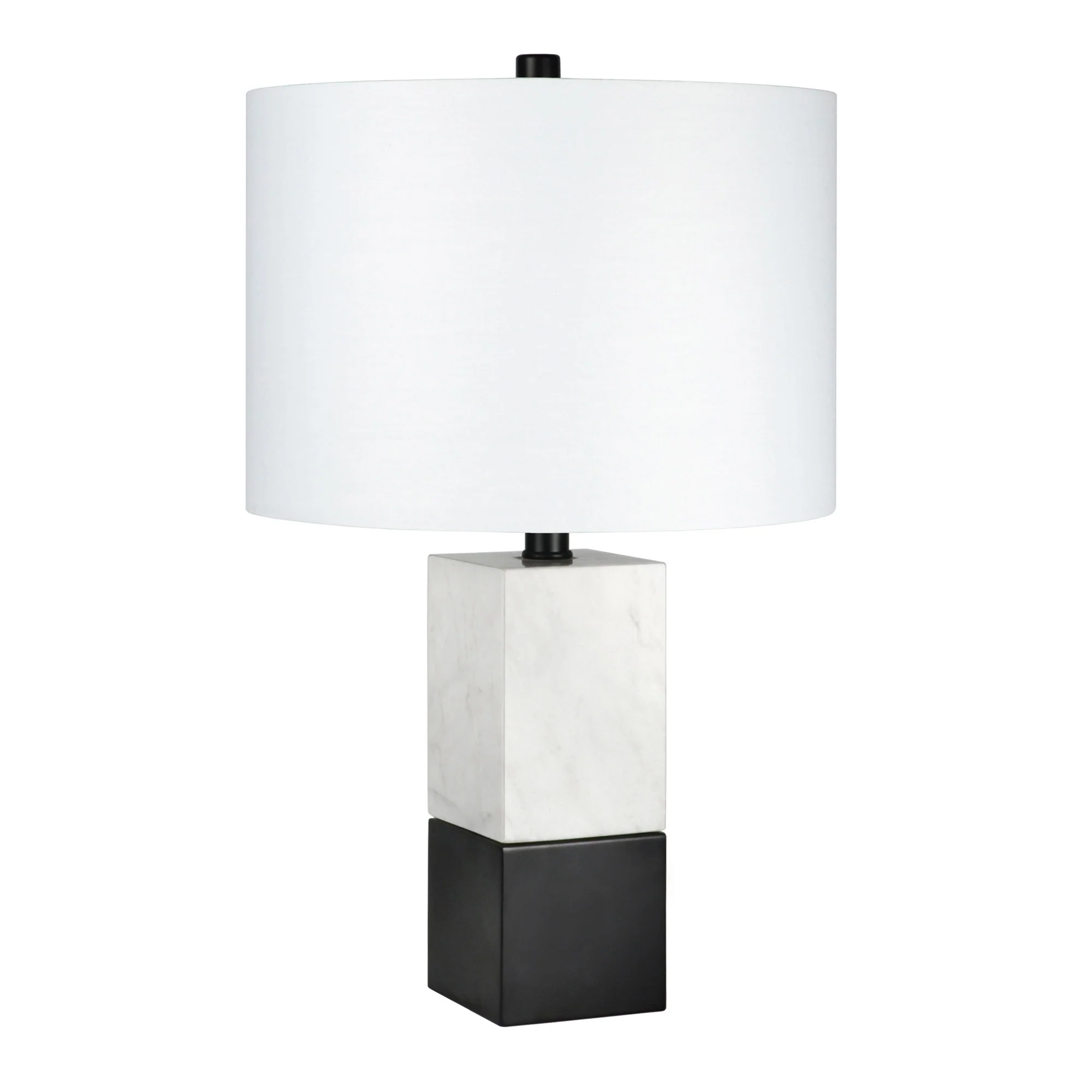 Black and White Marble Table Lamp With White Drum Shade By Homeroots