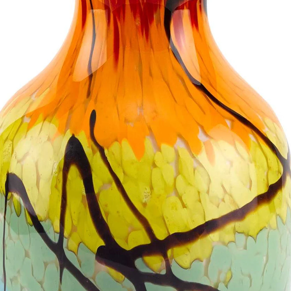 Black Blue Red And Yellow Abstract Urn Handblown Glass Table Vase By Homeroots - Image 4