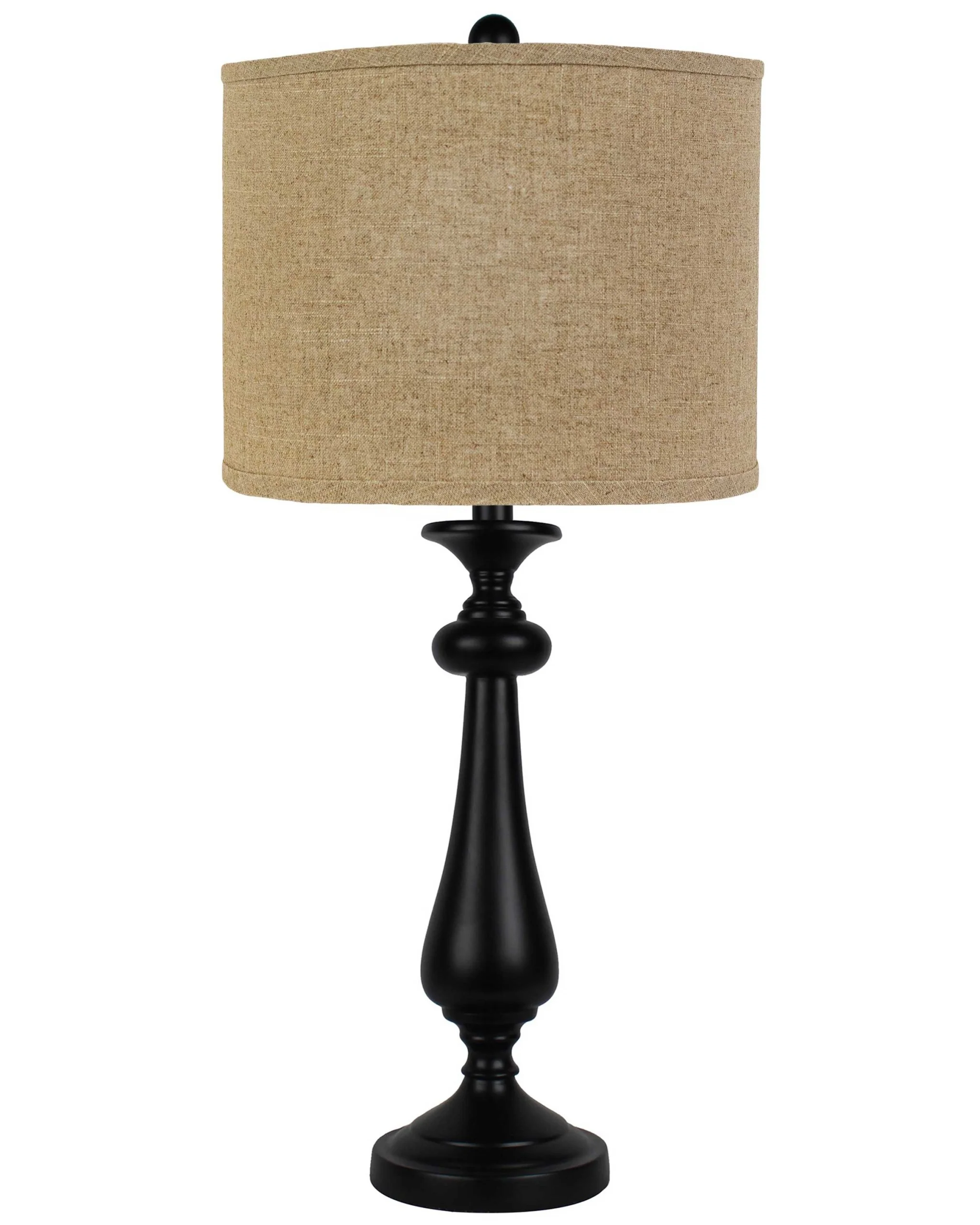Black Candlestick Sandy Tan Shade Table Lamp By Homeroots