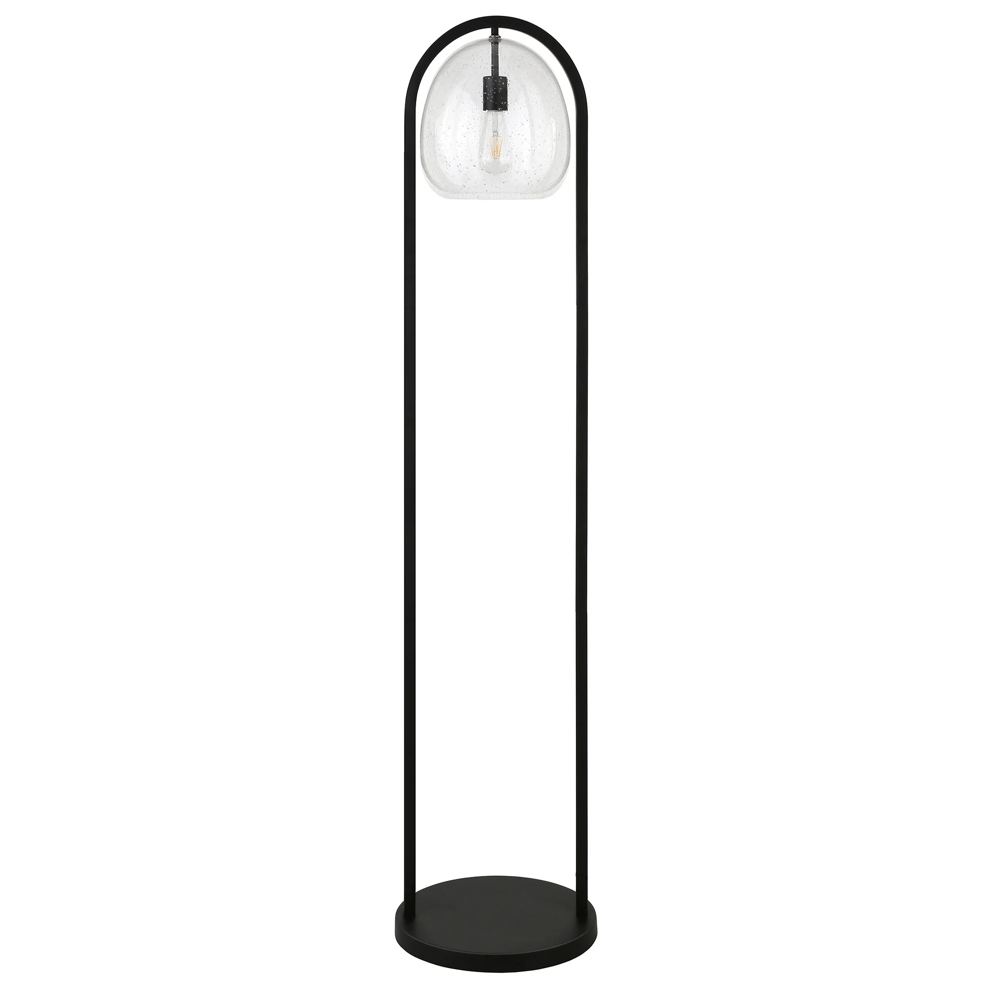 Black Column Floor Lamp With Clear Seeded Glass Globe Shade By Homeroots