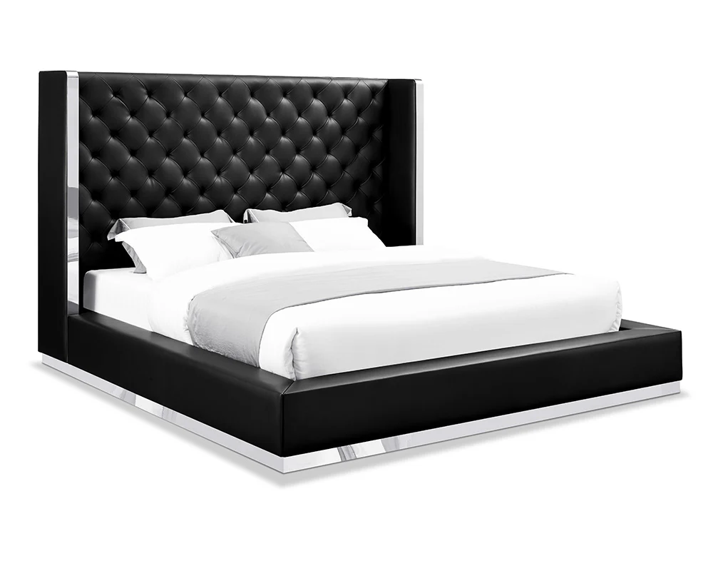Black Faux Leather Bed King By Homeroots - Image 2