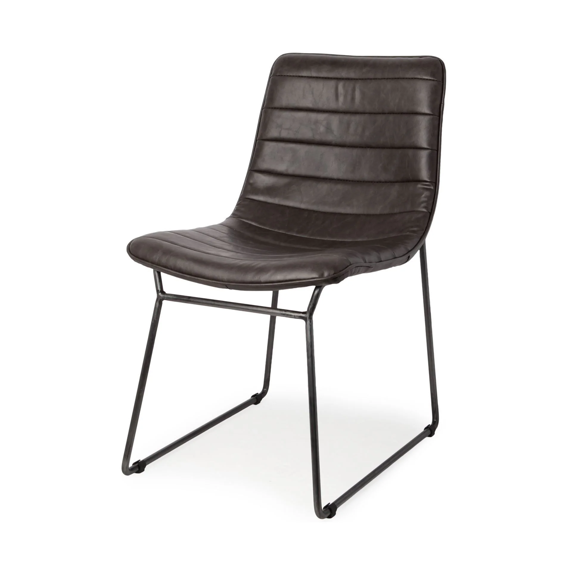 Black Faux Leather Seat With Black Iron Frame Dining Chair By Homeroots - 380421