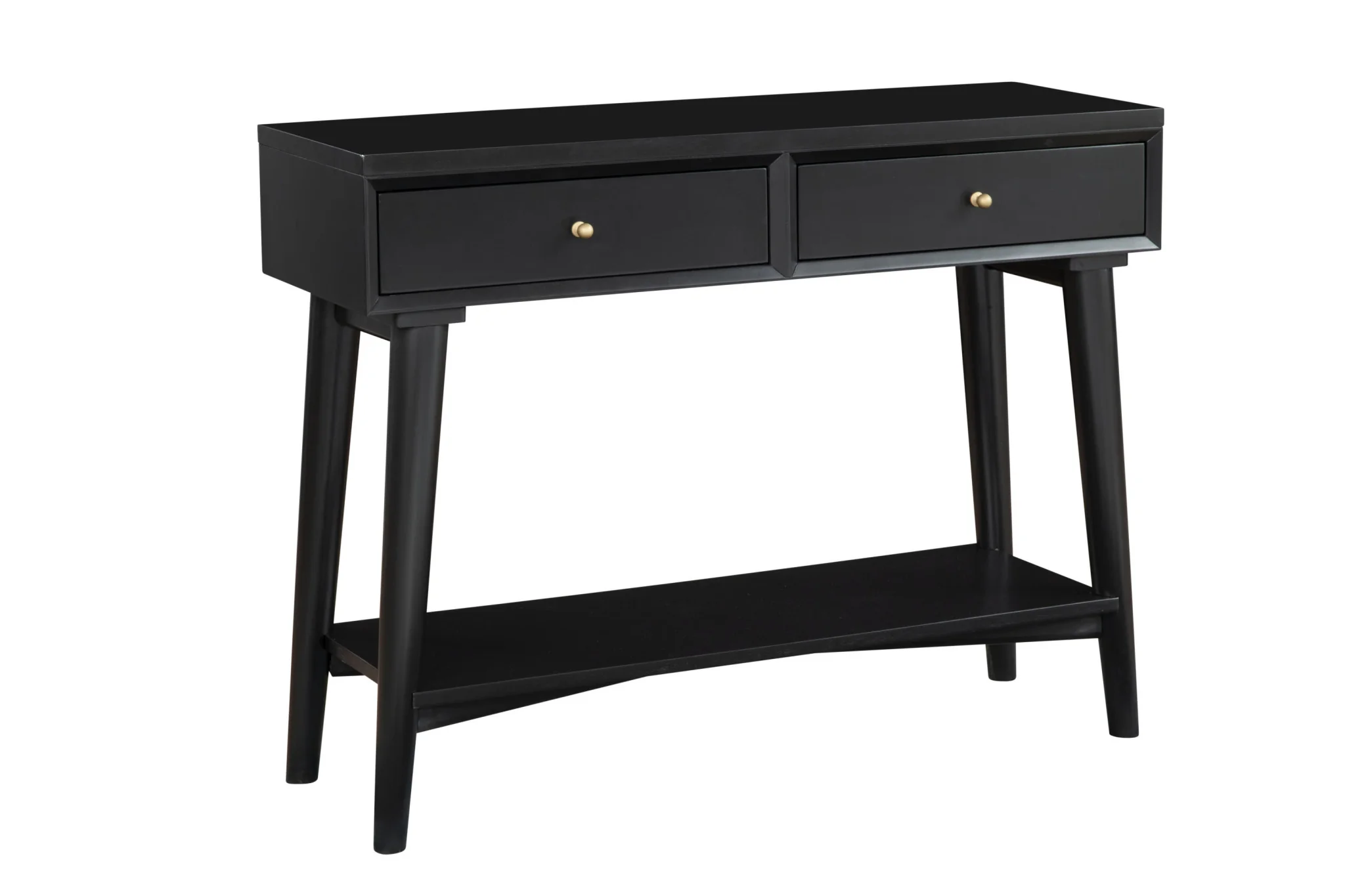 Black Floor Shelf Console Table With Shelves And Drawers By Homeroots
